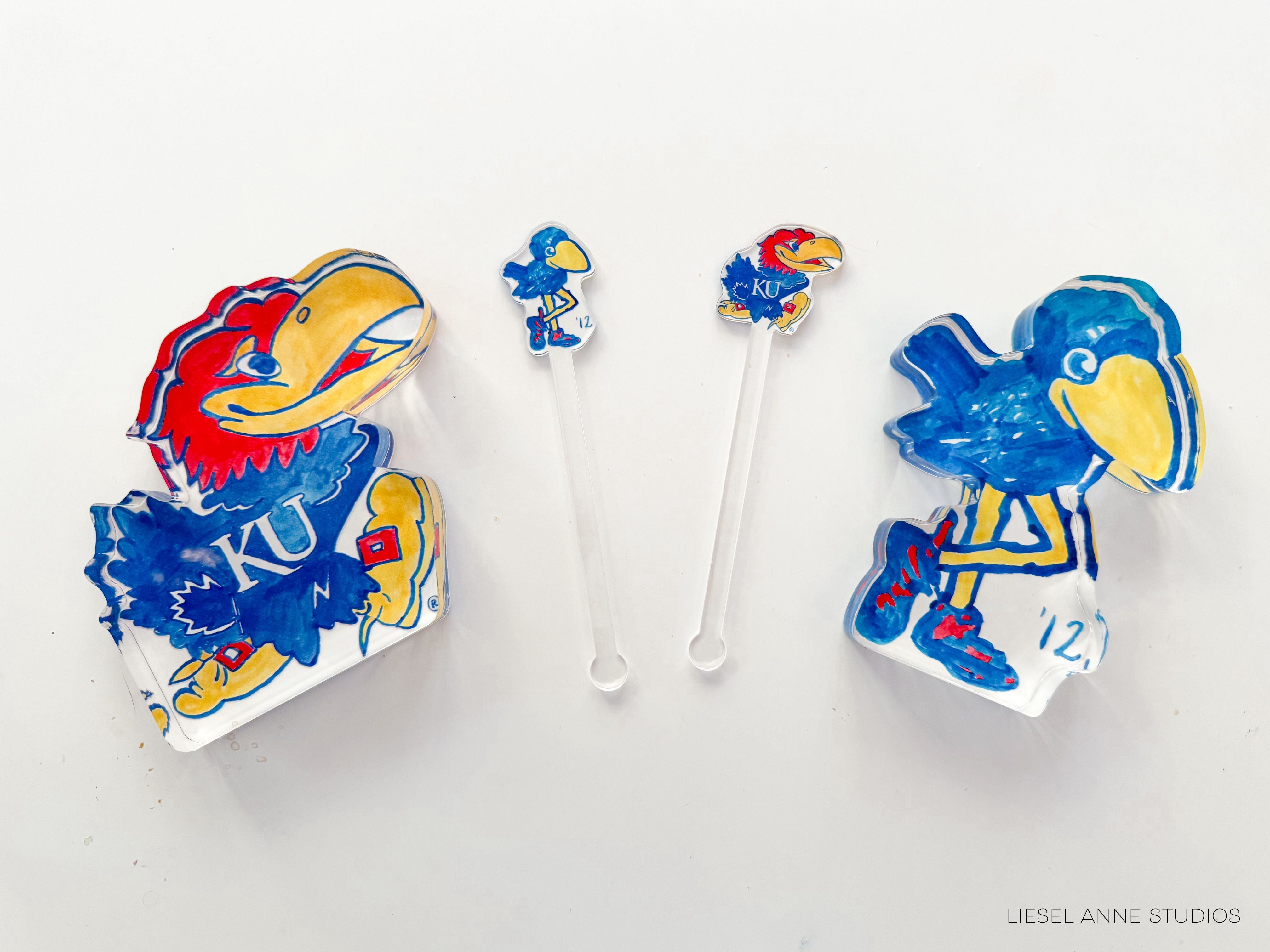 Kansas Jayhawks Acrylic Drink Stir Sticks | Officially Licensed-The Singing Little Bird