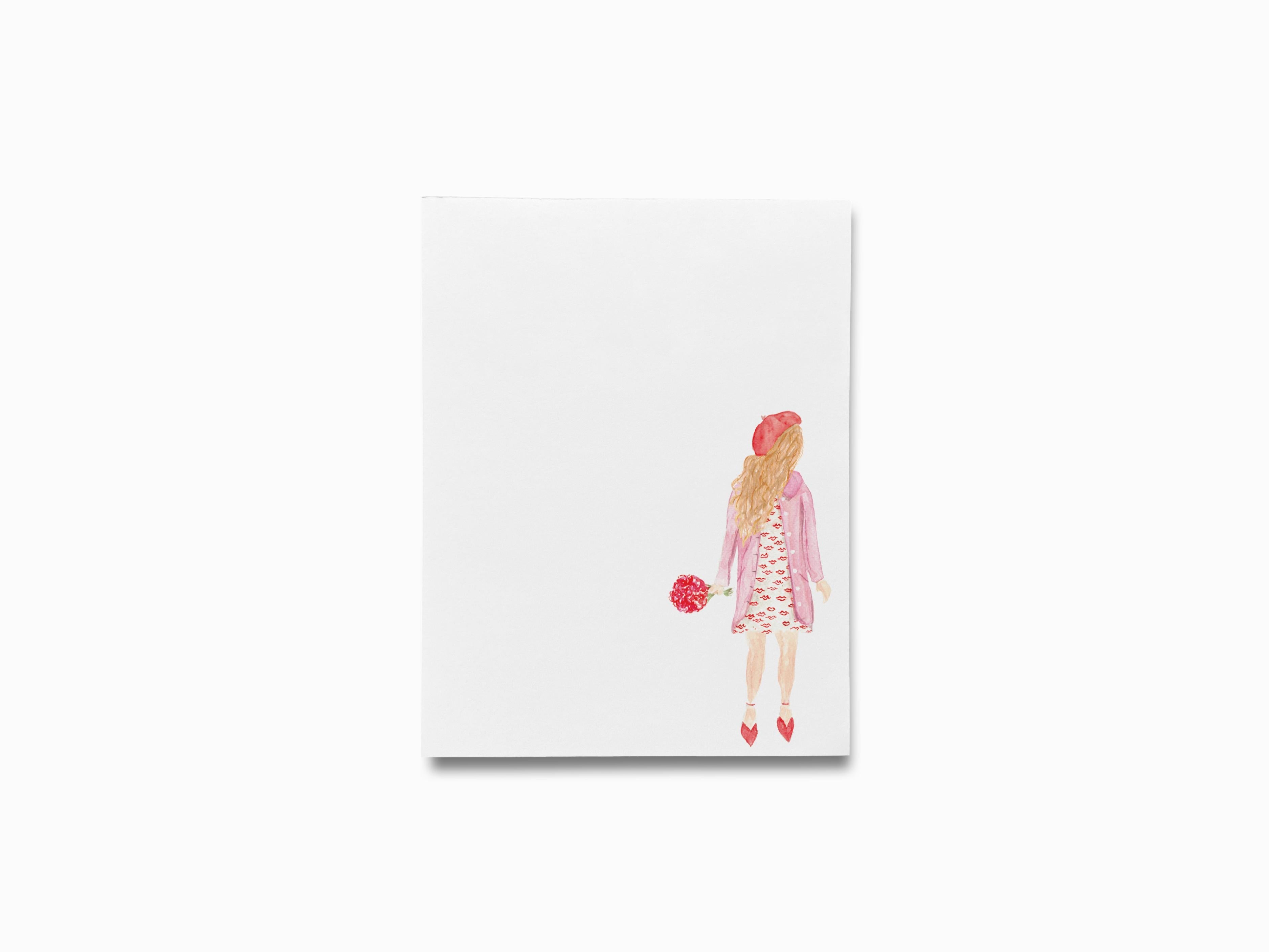 Kiss Dress Girls Fashion Notepad-These notepads feature our hand-painted watercolor girl in a dress, printed in the USA on a beautiful smooth stock. You choose which size you want (or bundled together for a beautiful gift set) and makes a great gift for the checklist and fashion lover in your life.-The Singing Little Bird