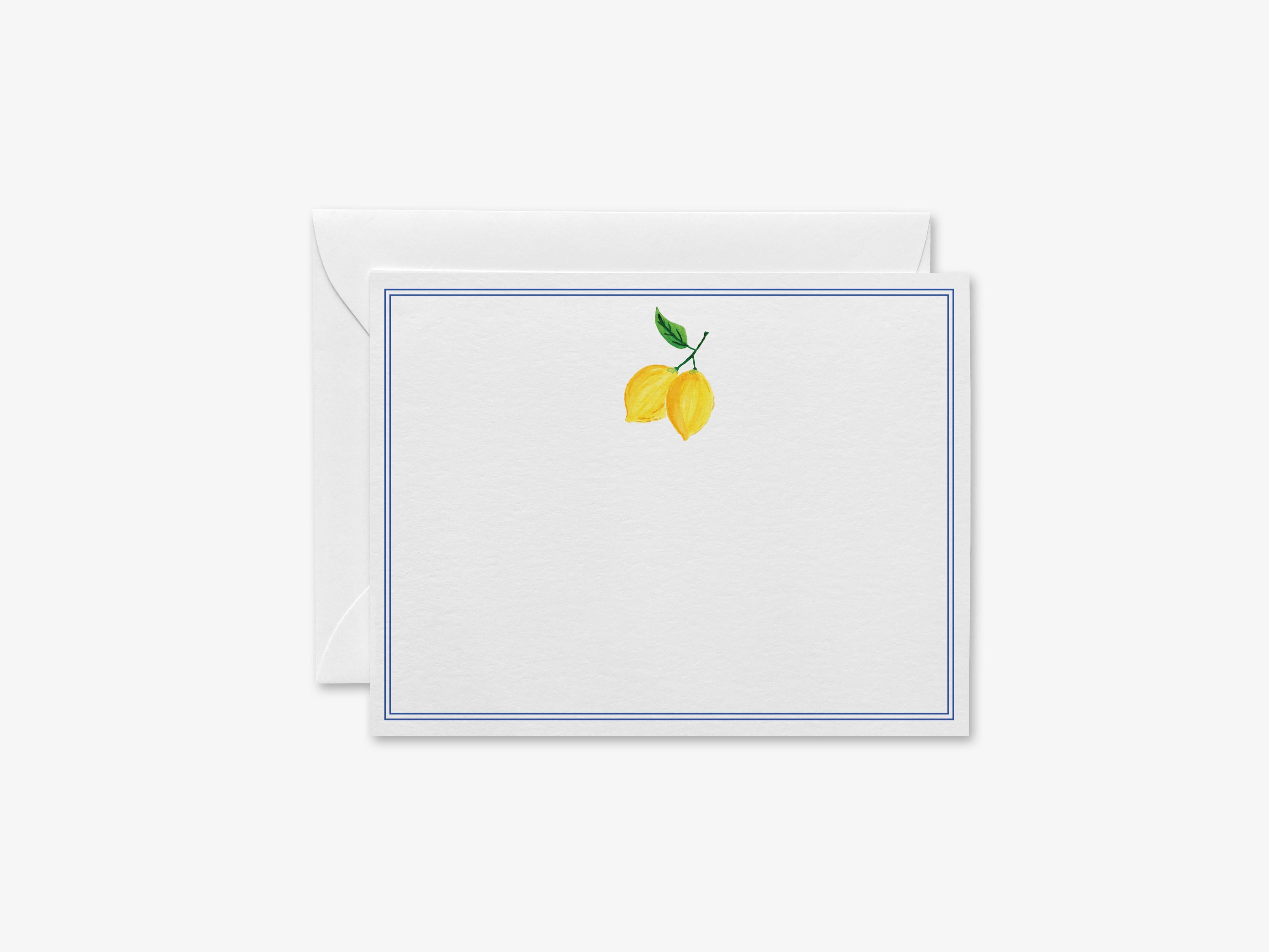 Lemon Flat Notes [Sets of 8]-These flat notecards are 4.25x5.5 and feature our hand-painted watercolor lemon, printed in the USA on 120lb textured stock. They come with white envelopes and make great thank yous and gifts for the citrus lover in your life.-The Singing Little Bird