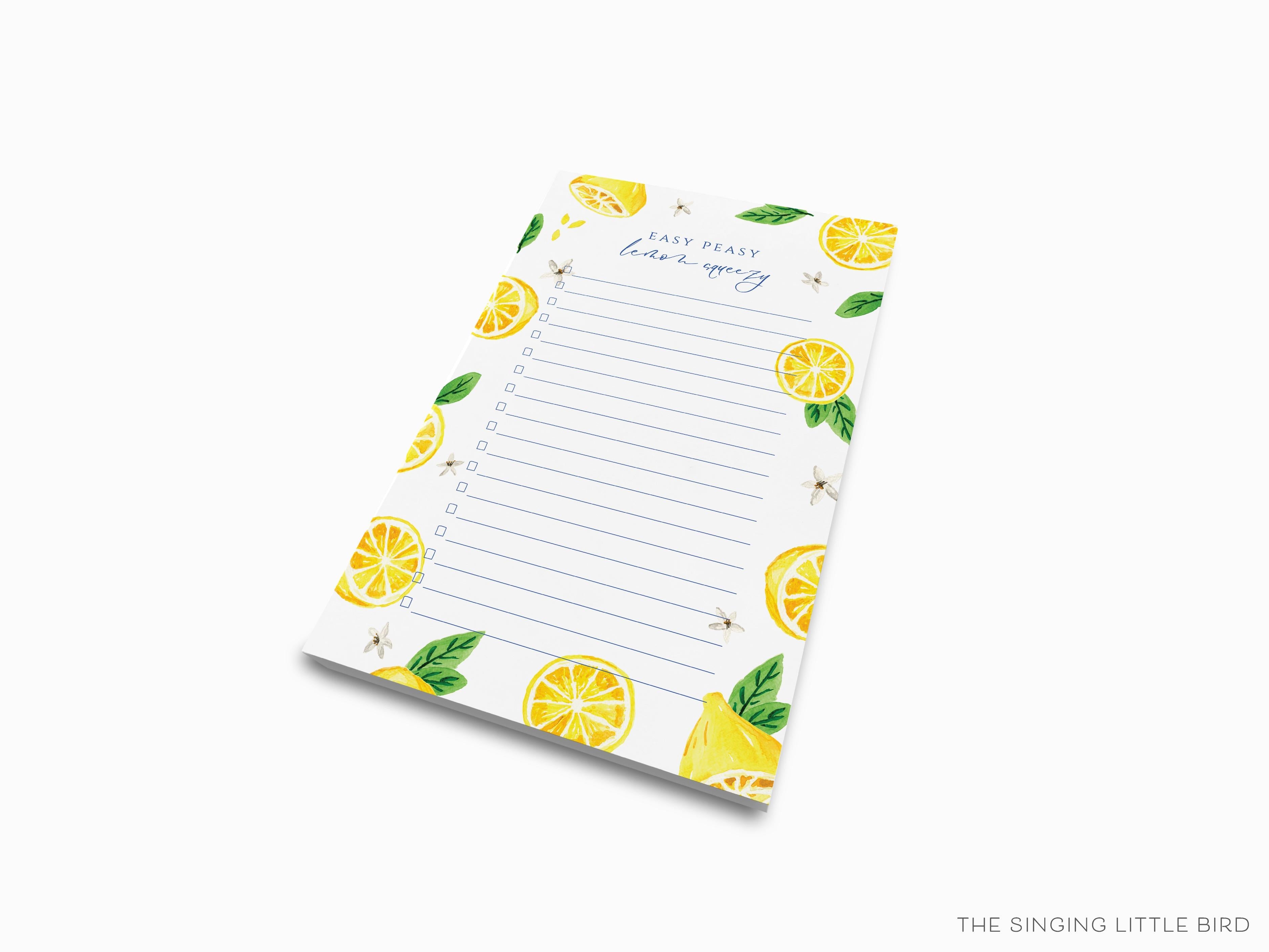 Lemon Notepad-These notepads feature our hand-painted watercolor lemons, printed in the USA on a beautiful smooth stock. You choose which size you want (or bundled together for a beautiful gift set) and makes a great gift for the checklist and citrus lover in your life.-The Singing Little Bird