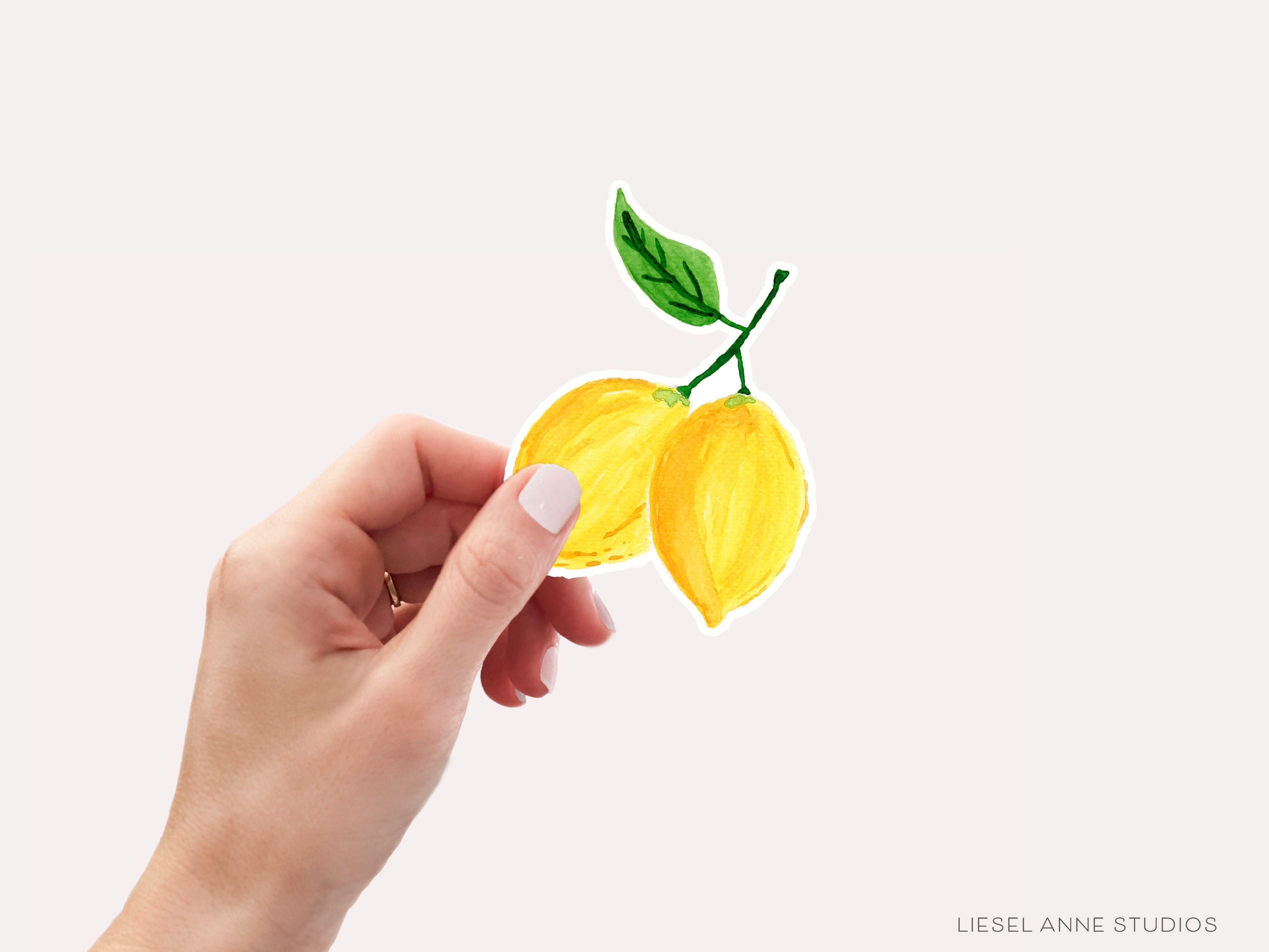 Lemon Vinyl Sticker-These weatherproof die cut stickers feature our hand-painted watercolor lemon, making great laptop or water bottle stickers or gifts for the citrus in your life.-The Singing Little Bird