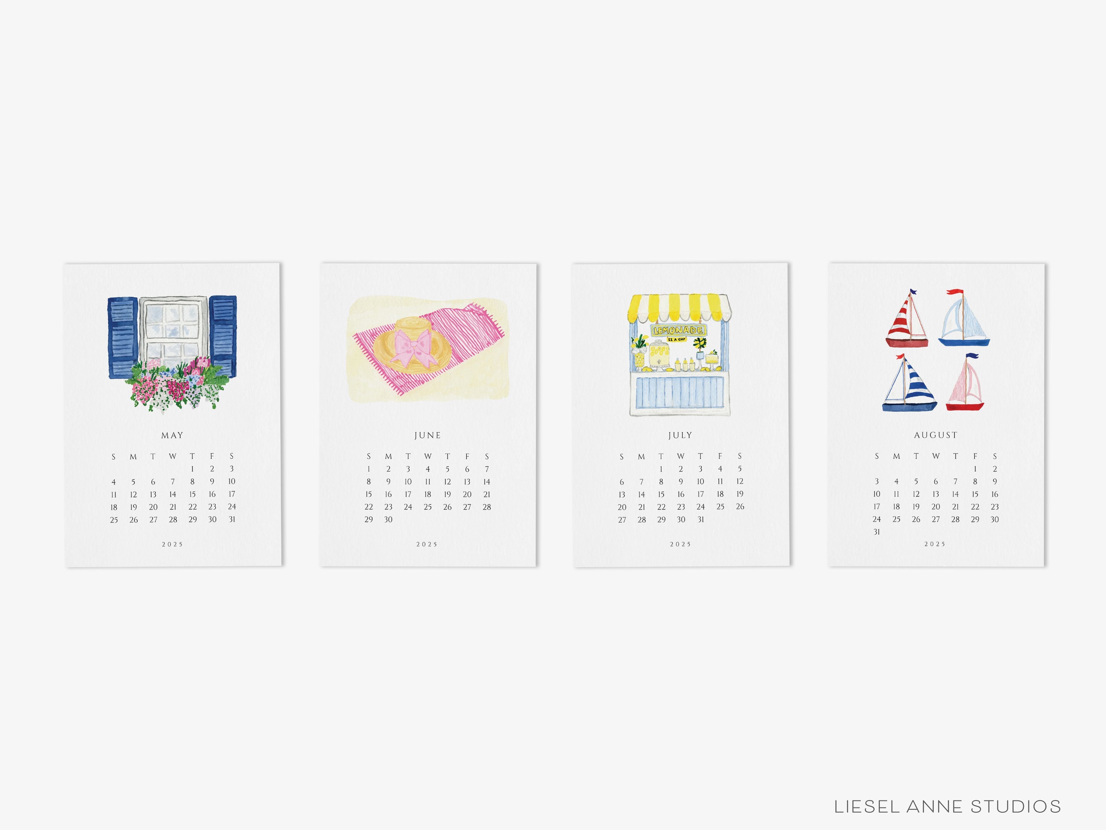 Little Joys 2025 Watercolor Desk Calendar-These calendars feature our hand-painted watercolor various art prints for each month, printed in the USA on a beautiful high quality 120lb paper with an eggshell finish. They come with beautifully designed backs that can be used as art prints and makes a great gift for the desktop calendar lover in your life.-The Singing Little Bird