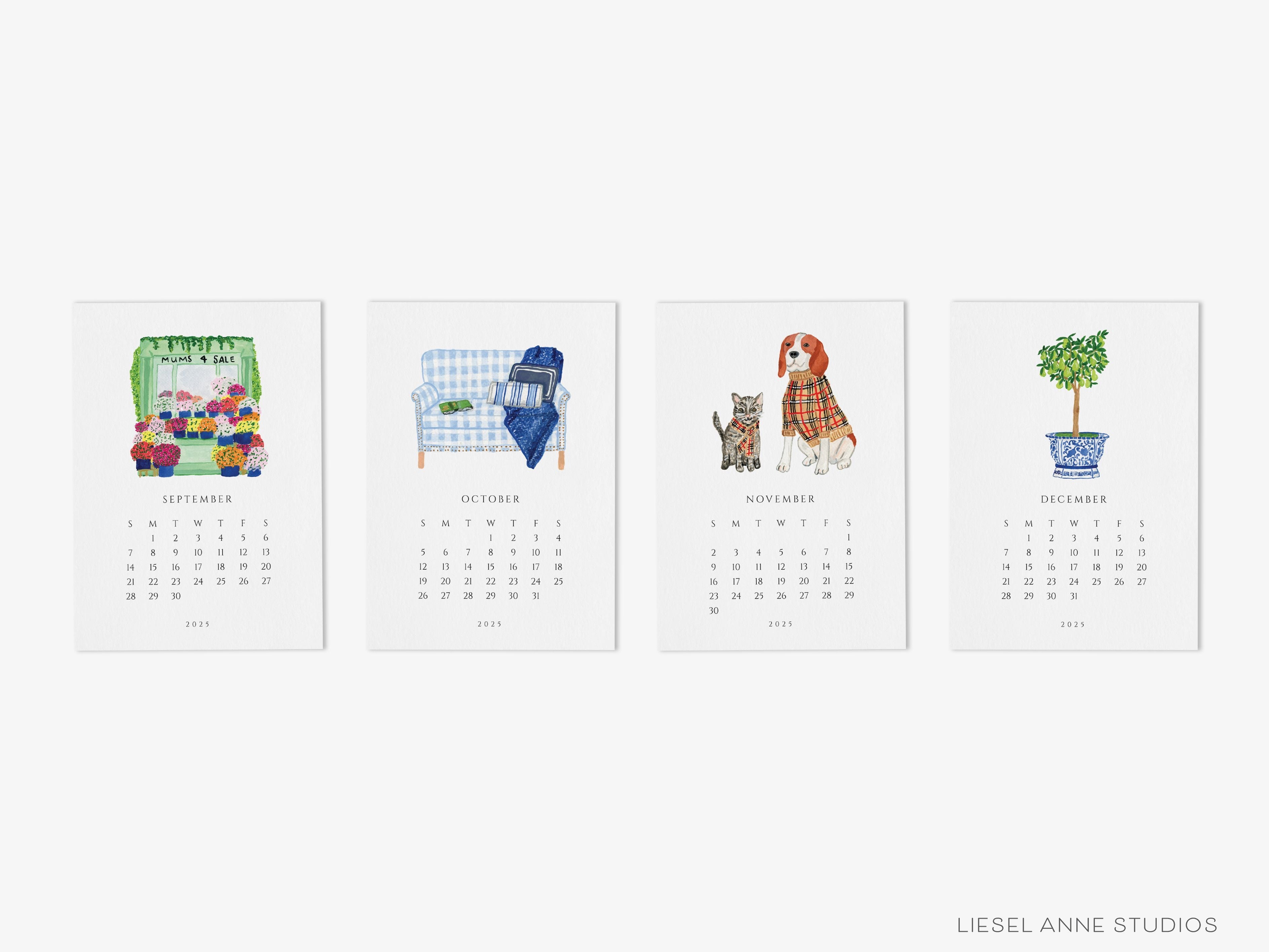 Little Joys 2025 Watercolor Desk Calendar-These calendars feature our hand-painted watercolor various art prints for each month, printed in the USA on a beautiful high quality 120lb paper with an eggshell finish. They come with beautifully designed backs that can be used as art prints and makes a great gift for the desktop calendar lover in your life.-The Singing Little Bird