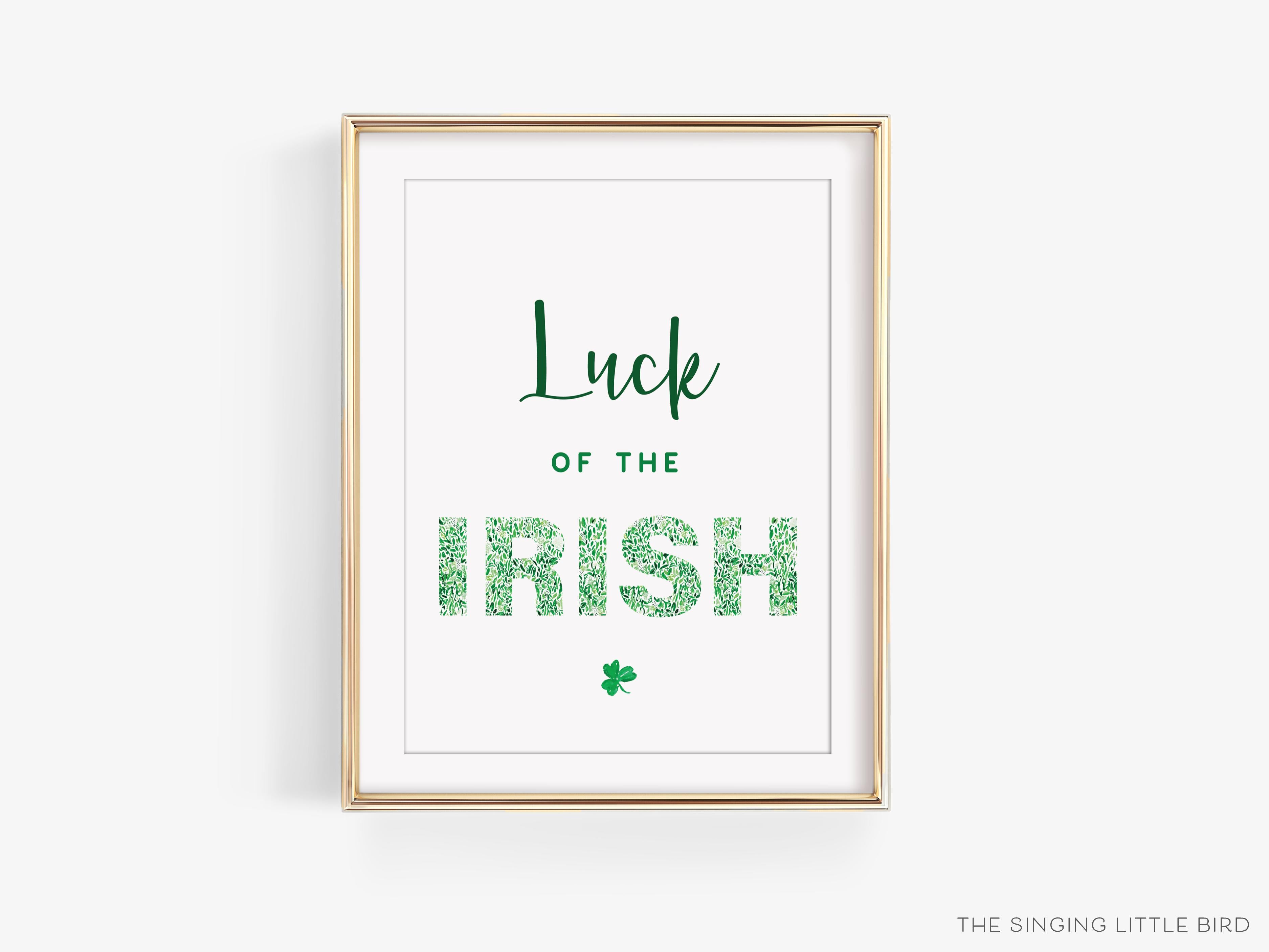 Luck of The Irish Art Print-This watercolor art print features our hand-painted green floral pattern and shamrock, printed in the USA on 120lb high quality art paper. This makes a great gift or wall decor for the Irish lover in your life.-The Singing Little Bird
