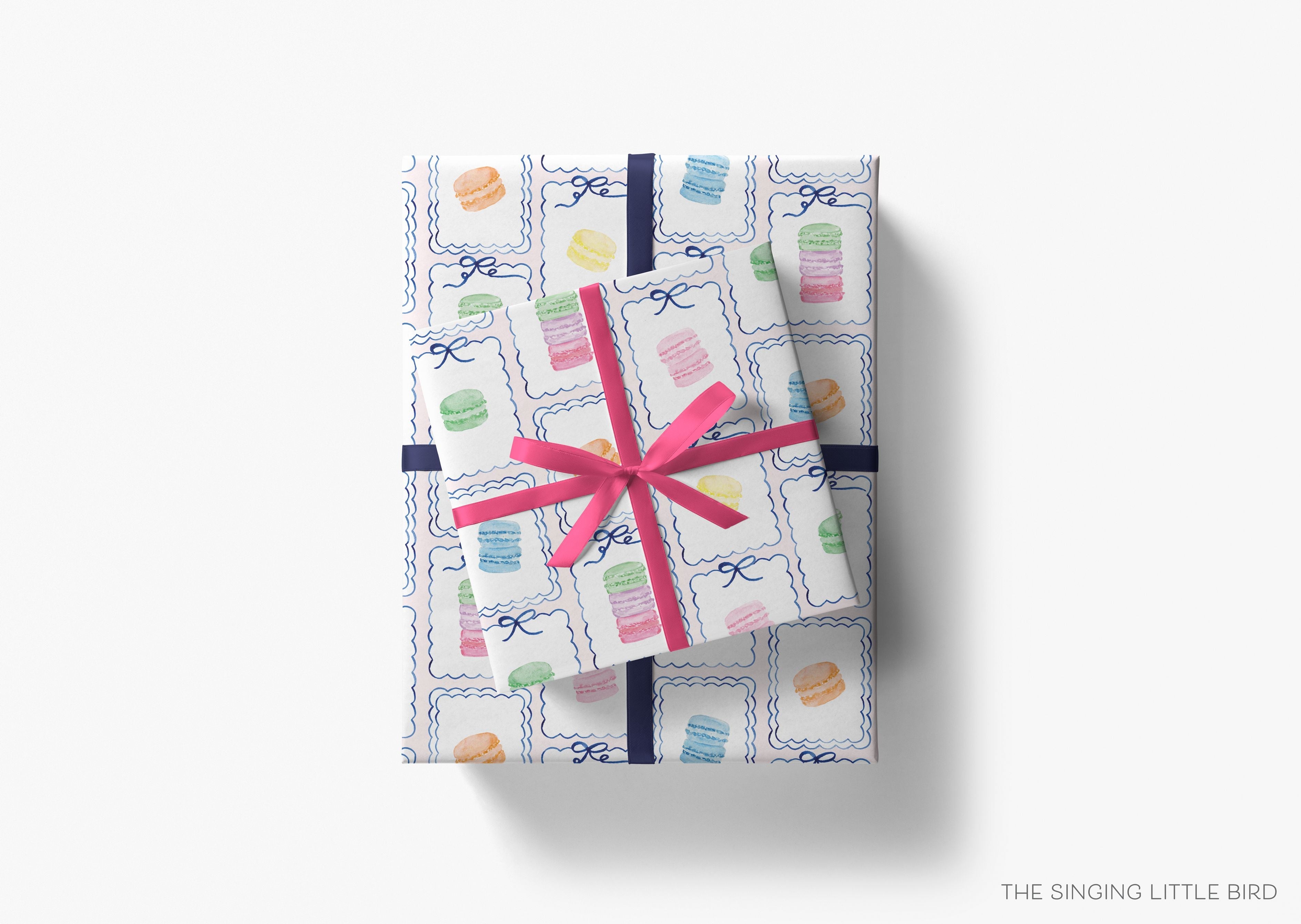 Macaron Gift Wrap-This matte finish gift wrap features our hand painted watercolor macarons, making a perfect wrapping paper for a birthday or special celebration.-The Singing Little Bird