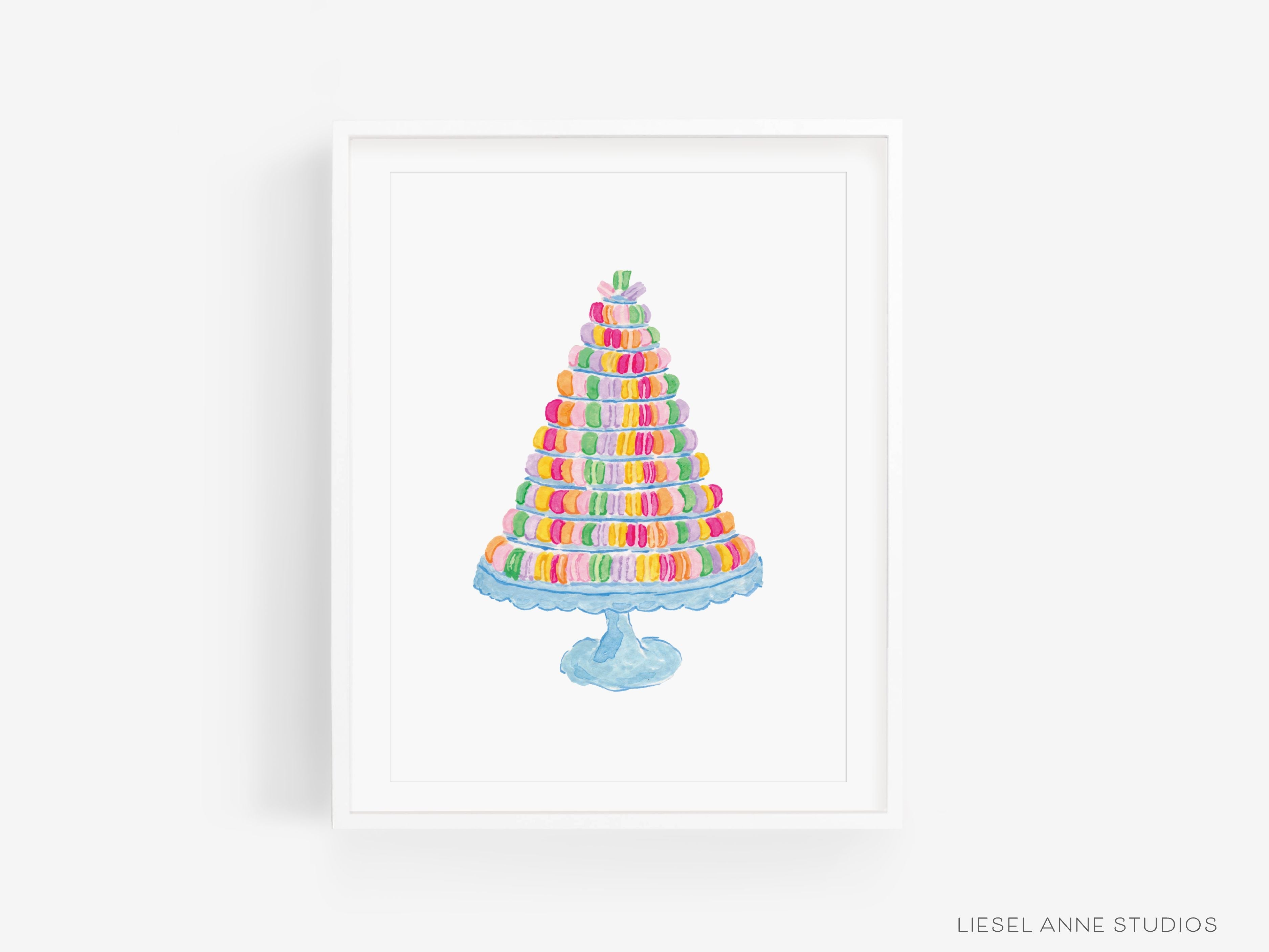 Macaron Tower Art Print-This watercolor art print features our hand-painted macarons, printed in the USA on 120lb high quality art paper. This makes a great gift or wall decor for the sweet tooth lover in your life.-The Singing Little Bird