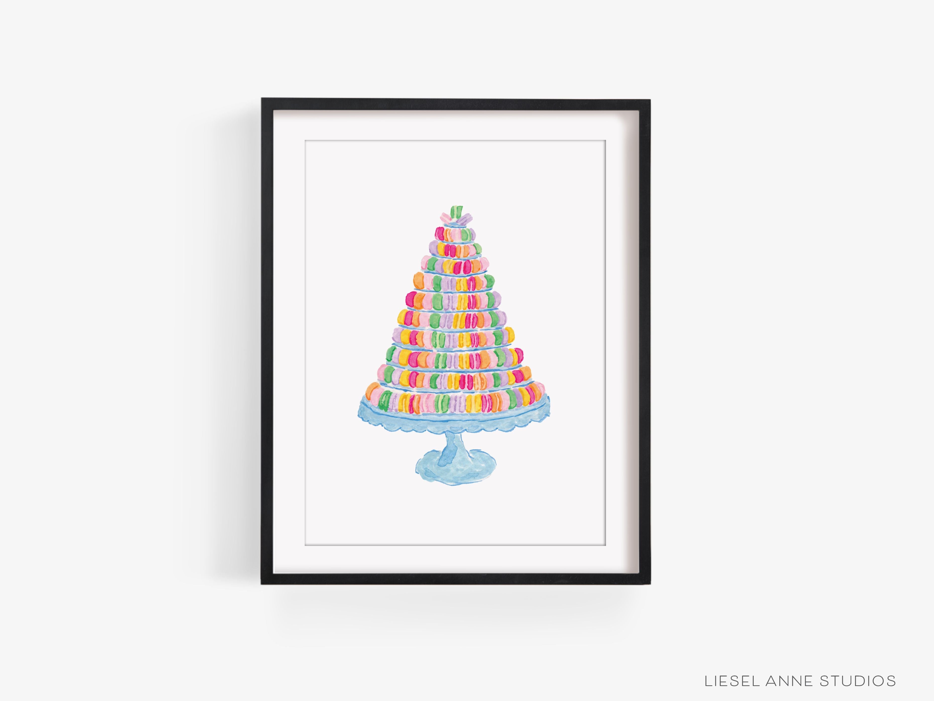 Macaron Tower Art Print-This watercolor art print features our hand-painted macarons, printed in the USA on 120lb high quality art paper. This makes a great gift or wall decor for the sweet tooth lover in your life.-The Singing Little Bird