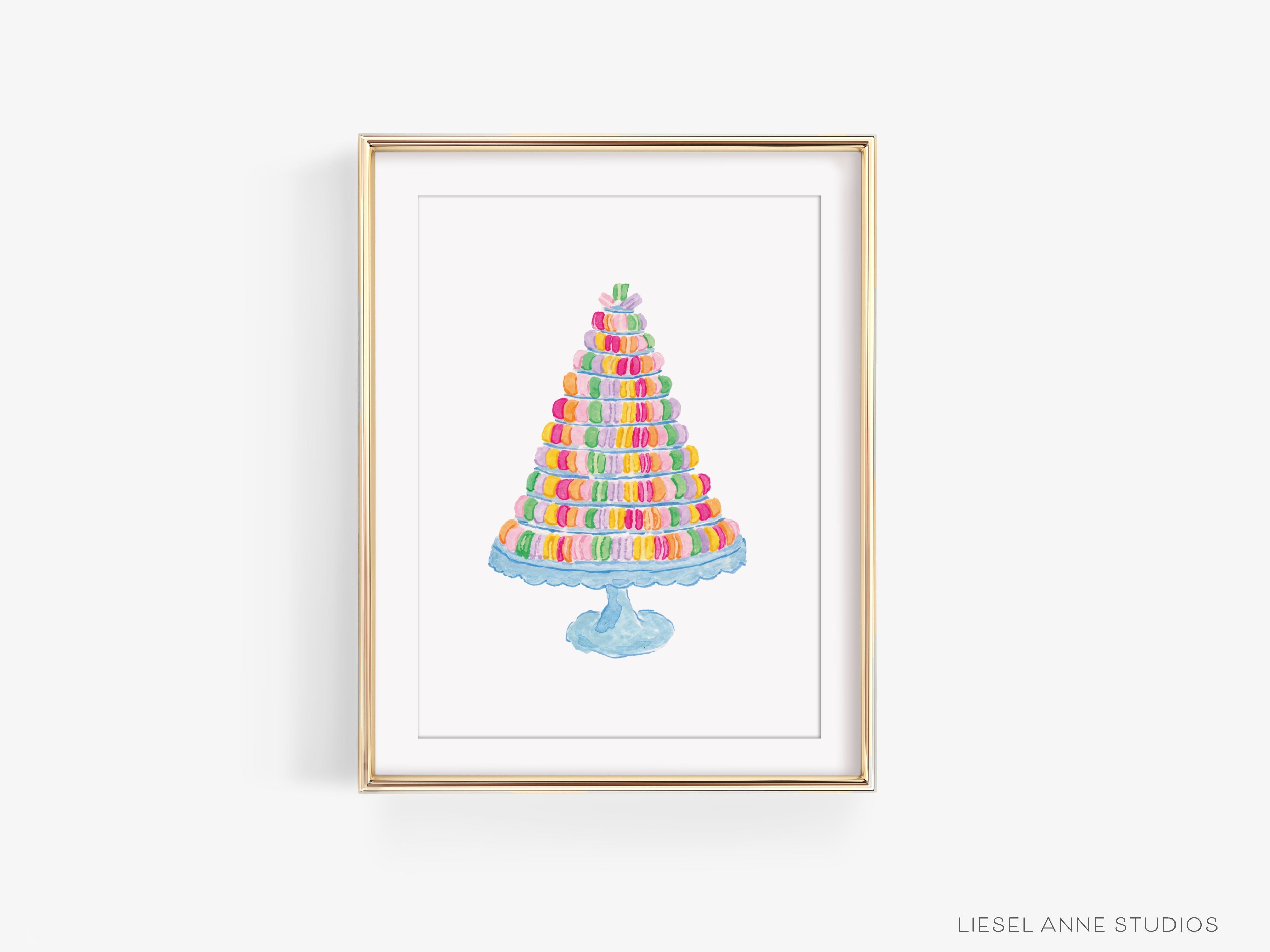 Macaron Tower Art Print-This watercolor art print features our hand-painted macarons, printed in the USA on 120lb high quality art paper. This makes a great gift or wall decor for the sweet tooth lover in your life.-The Singing Little Bird