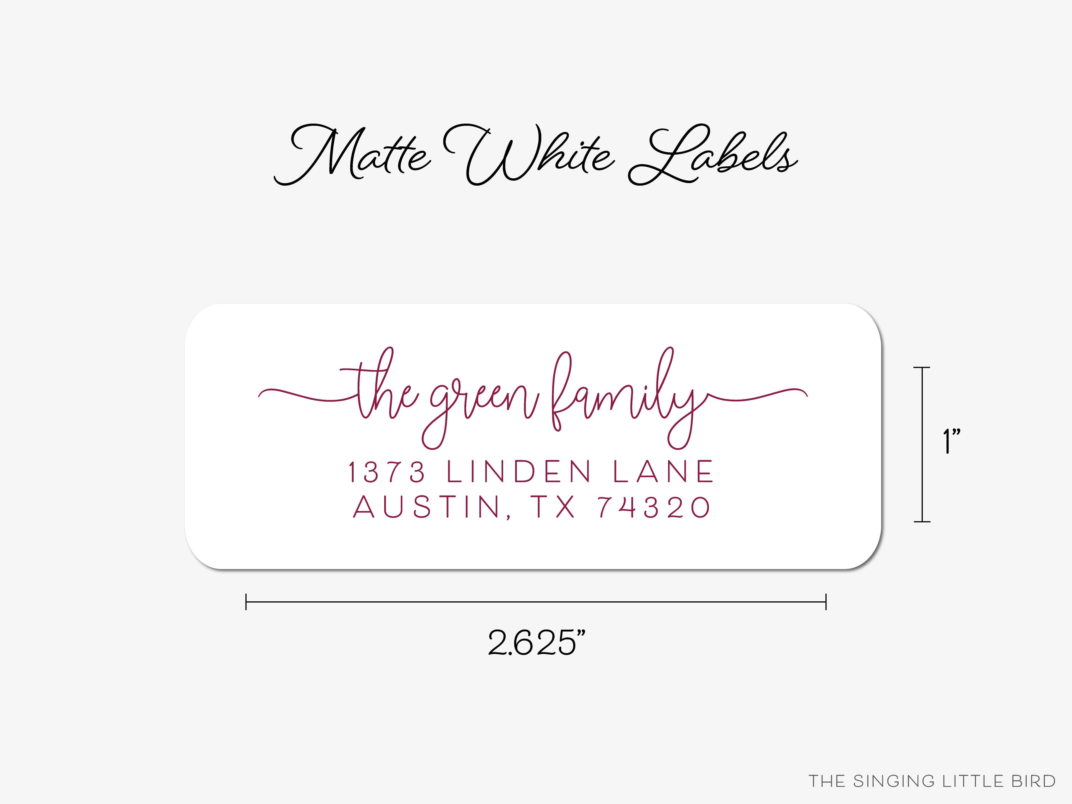 Modern Script Return Address Labels-These personalized return address labels are 2.625" x 1" and feature our hand-painted watercolor modern script, printed in the USA on beautiful matte finish labels. These make great gifts for yourself or the modern lover.-The Singing Little Bird