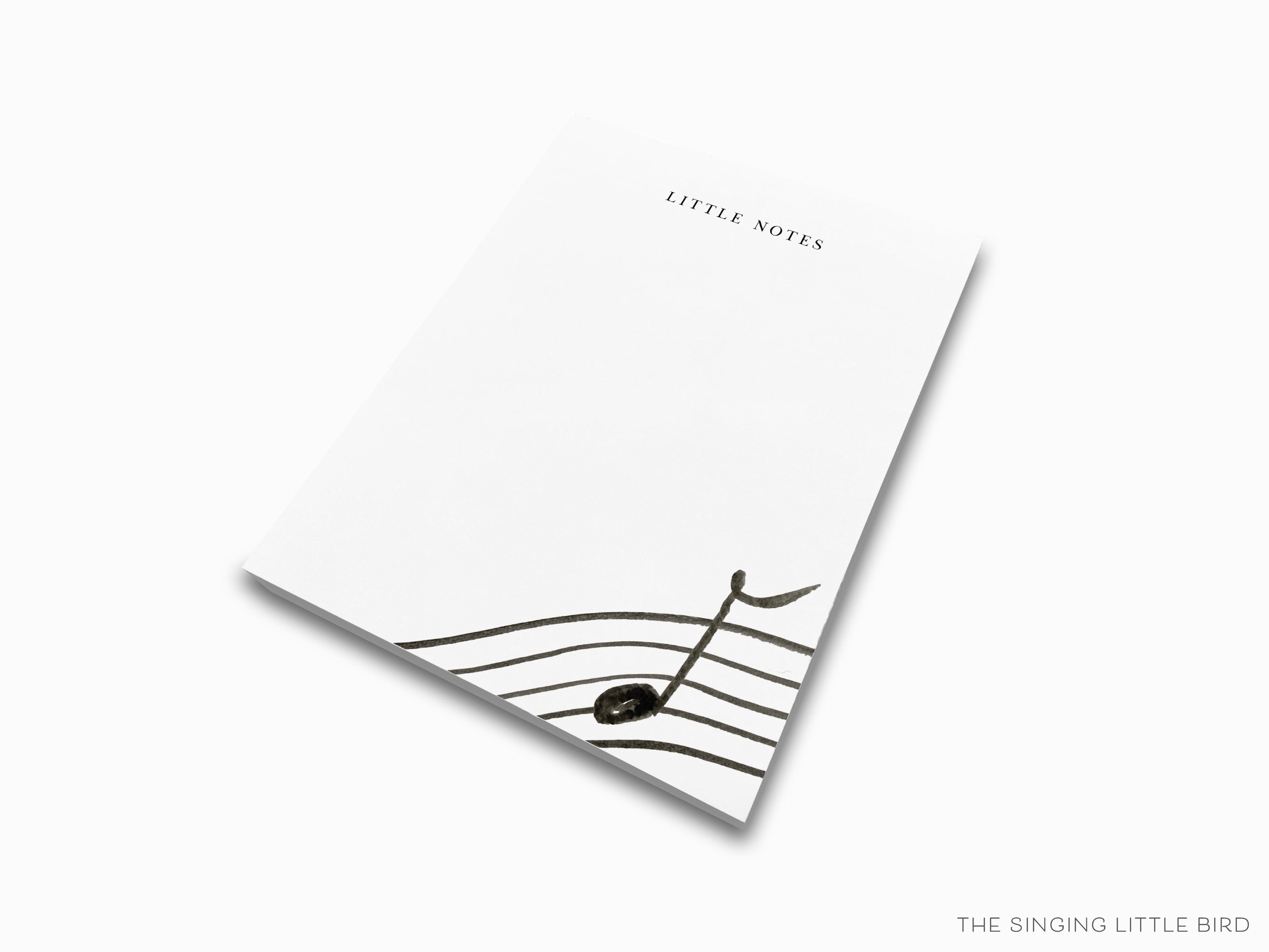 Music Lover Notepad-These notepads feature our hand-painted watercolor music notes, printed in the USA on a beautiful smooth stock. You choose which size you want (or bundled together for a beautiful gift set) and makes a great gift for the checklist and music lover in your life.-The Singing Little Bird