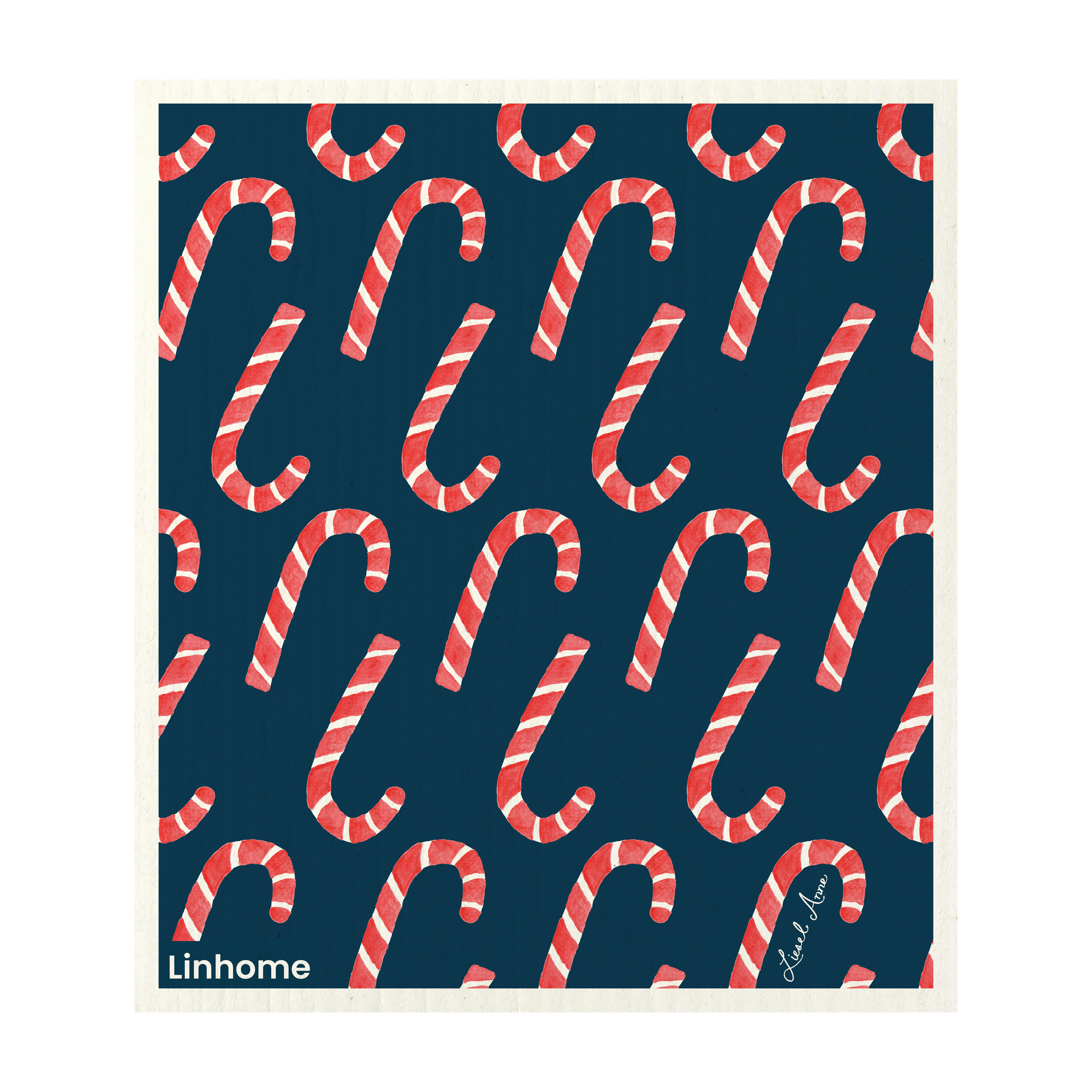 Holiday Nutcracker Collection Candy Cane- Linhome x Liesel Anne Swedish Dishcloths - 1 Pack