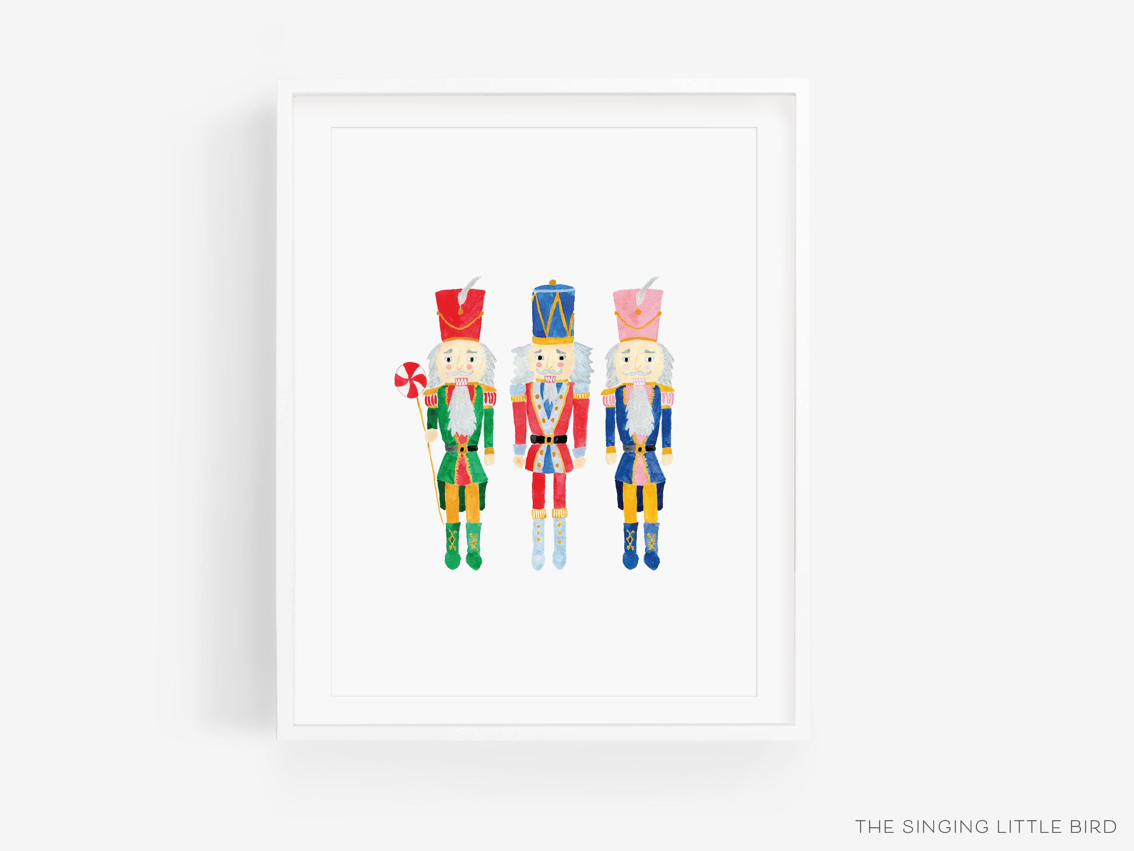Nutcracker Trio Art Print-This watercolor art print features our hand-painted nutcrackers, printed in the USA on 120lb high quality art paper. This makes a great gift or wall decor for the nutcracker lover in your life.-The Singing Little Bird