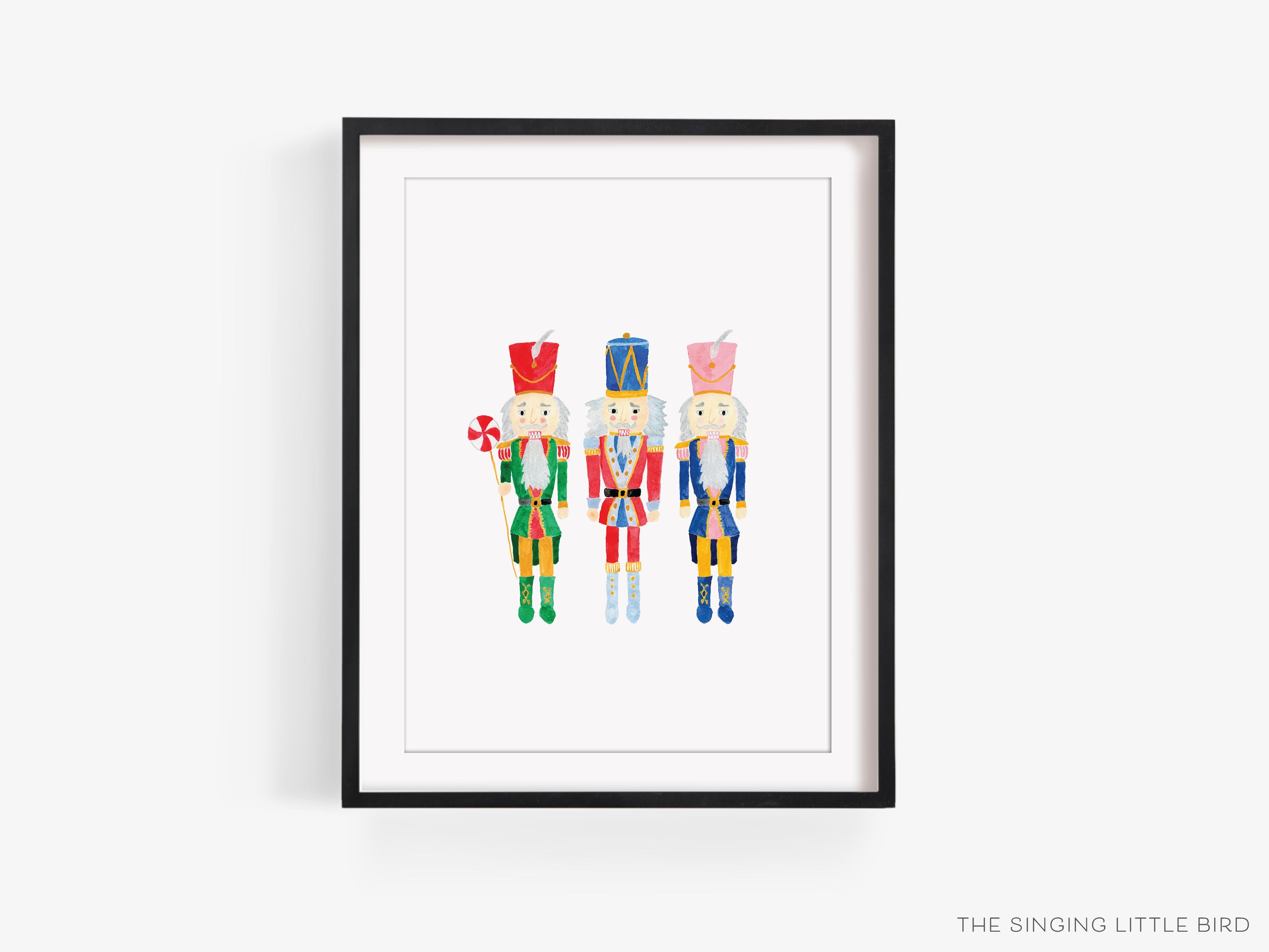 Nutcracker Trio Art Print-This watercolor art print features our hand-painted nutcrackers, printed in the USA on 120lb high quality art paper. This makes a great gift or wall decor for the nutcracker lover in your life.-The Singing Little Bird