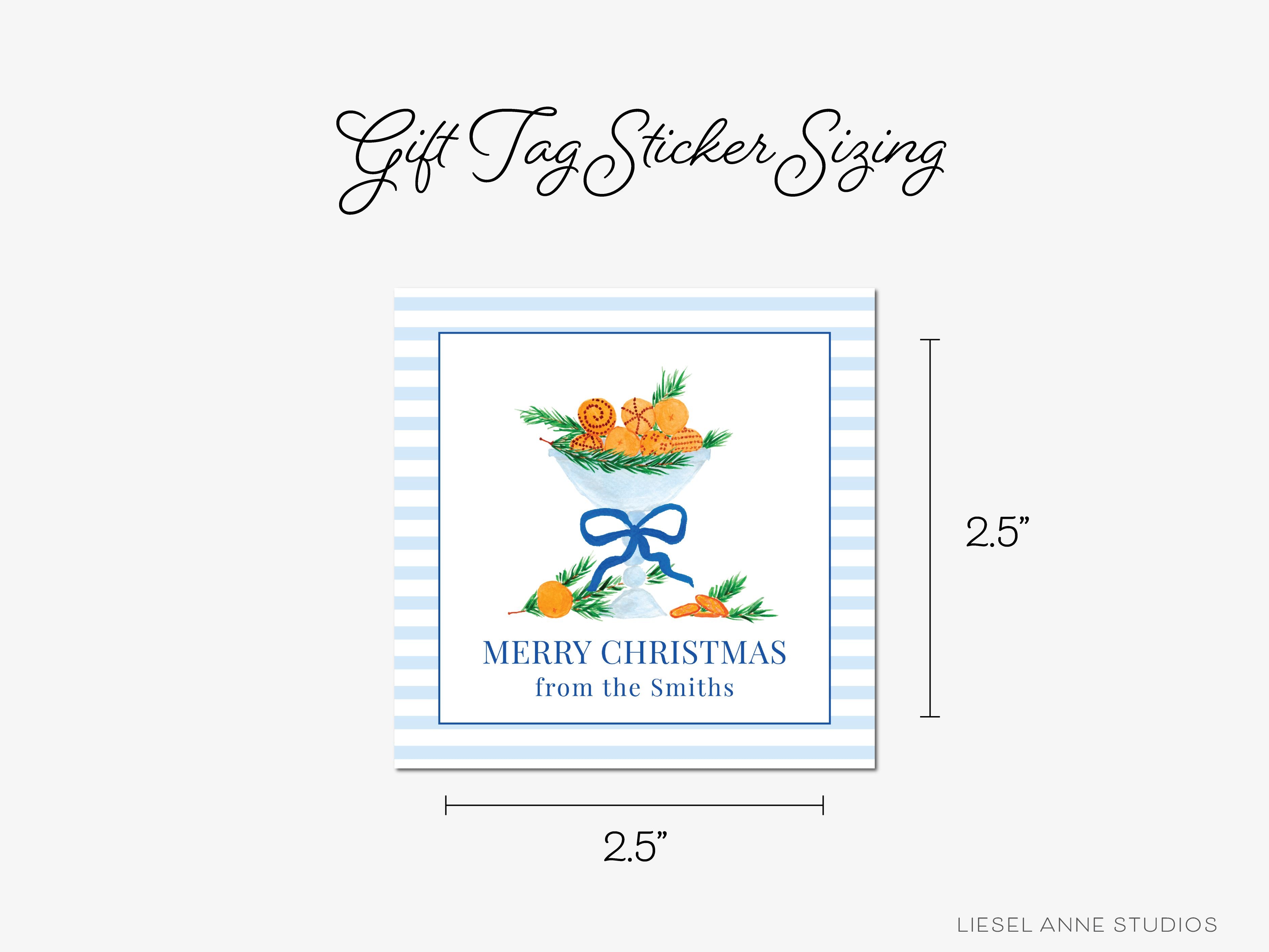 Orange Clove Holiday Bowl Personalized Gift Stickers-These personalized gift stickers come in sets of 24 and feature our hand-painted watercolor holiday pomanders, and a holiday greeting. They make gifting easy for the holidays and elevate the look of your gifts!-The Singing Little Bird