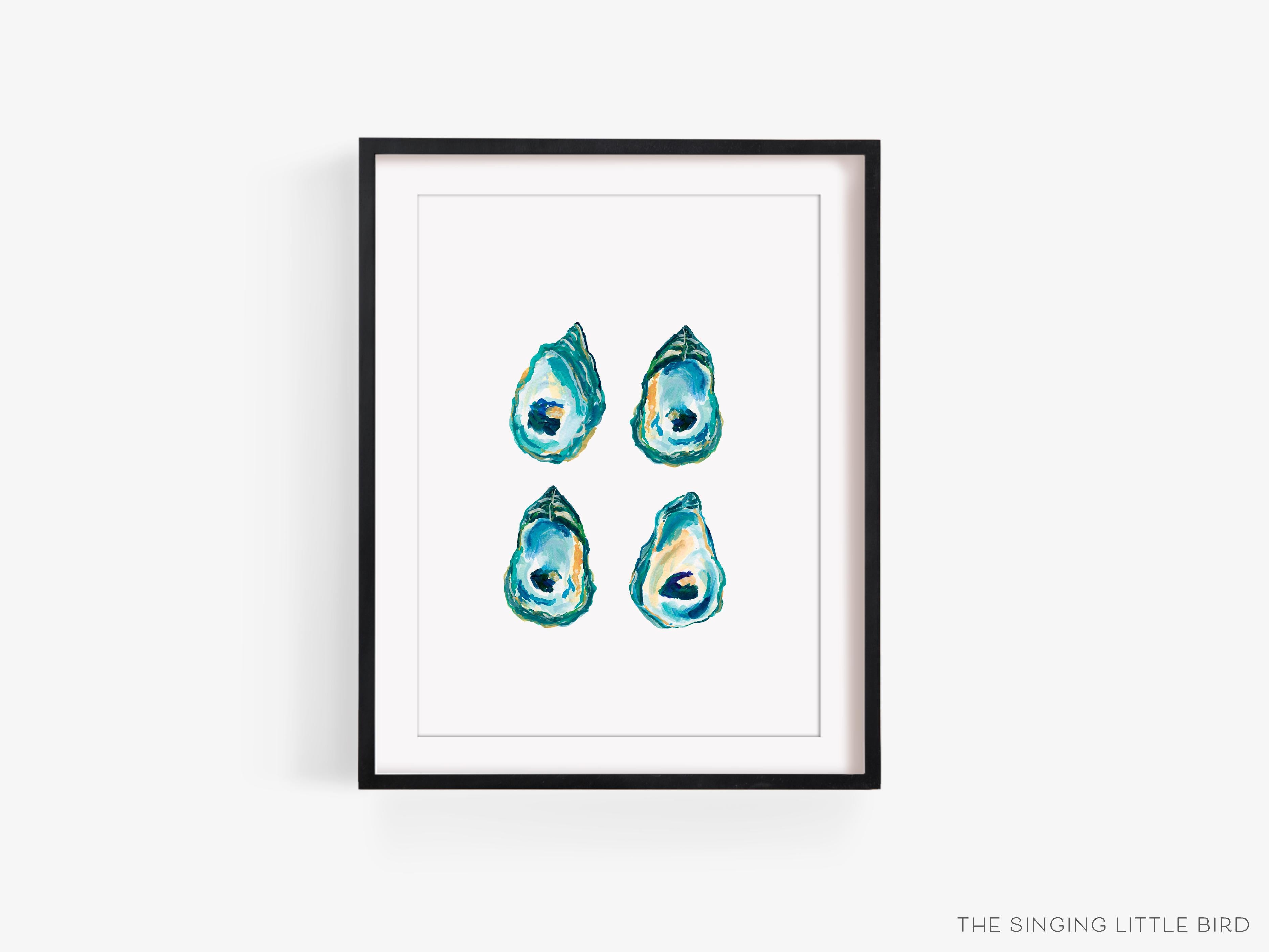 Oyster Art Print-This watercolor art print features our hand-painted oysters, printed in the USA on 120lb high quality art paper. This makes a great gift or wall decor for the beach lover in your life.-The Singing Little Bird