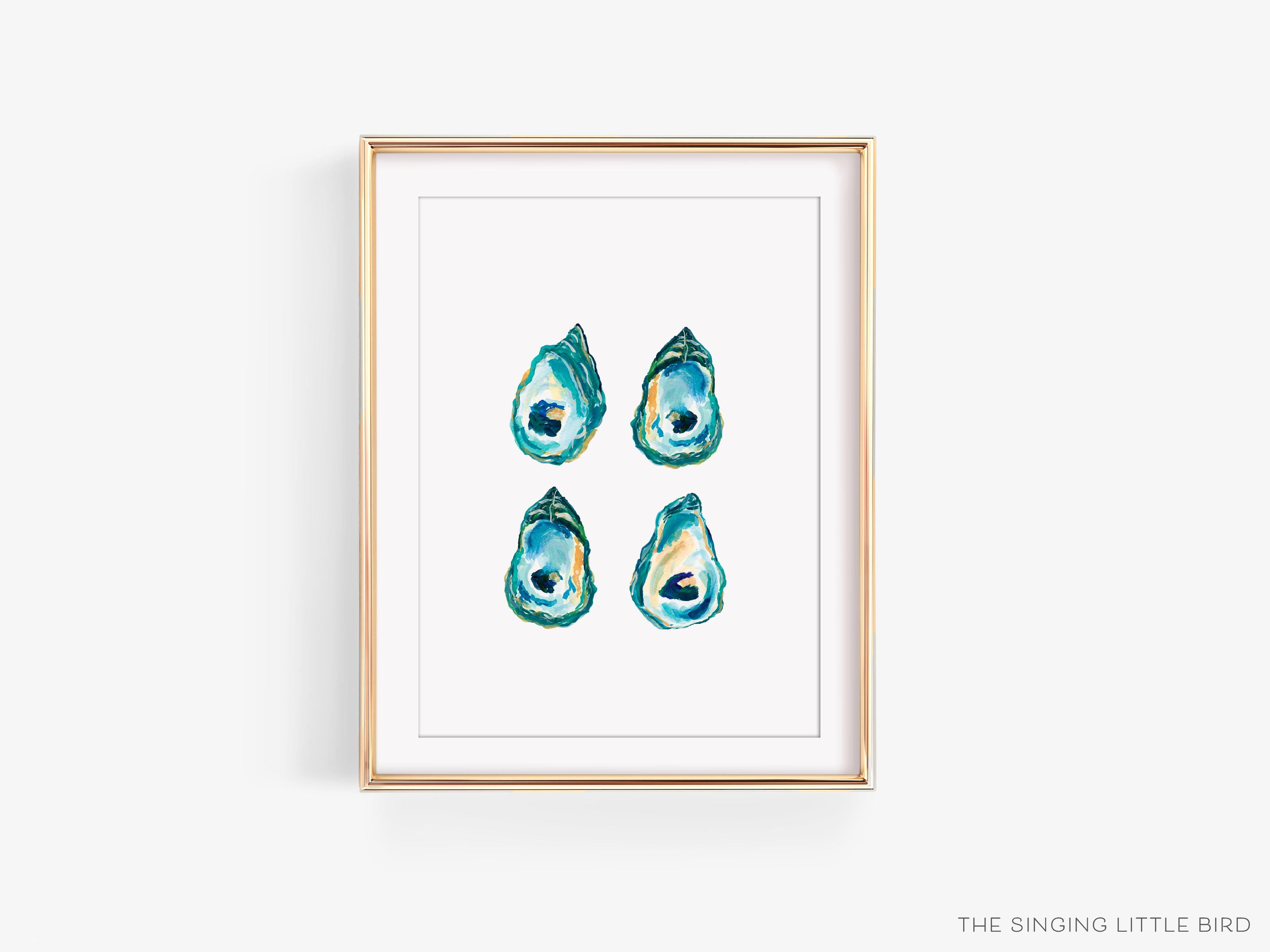 Oyster Art Print-This watercolor art print features our hand-painted oysters, printed in the USA on 120lb high quality art paper. This makes a great gift or wall decor for the beach lover in your life.-The Singing Little Bird