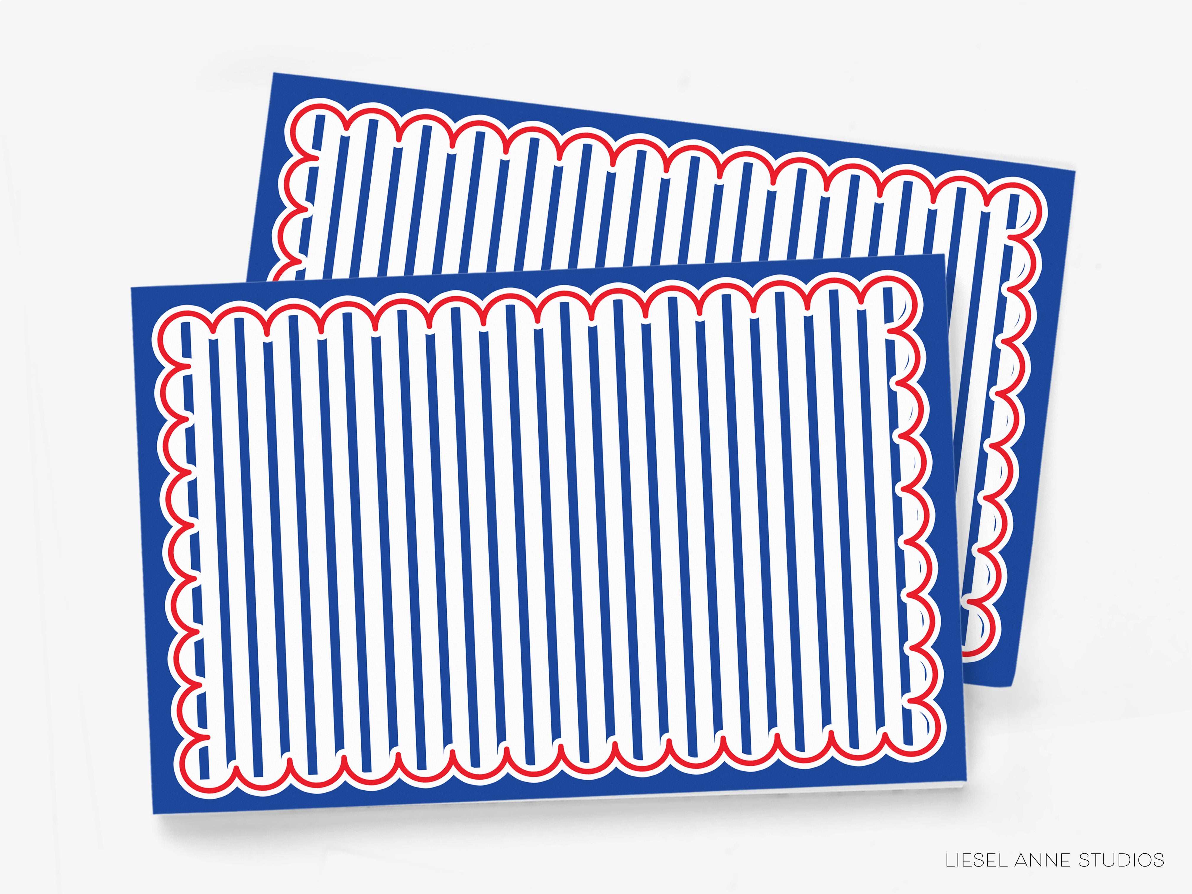 Red, White and Blue Stripe Scalloped Placemat Pad