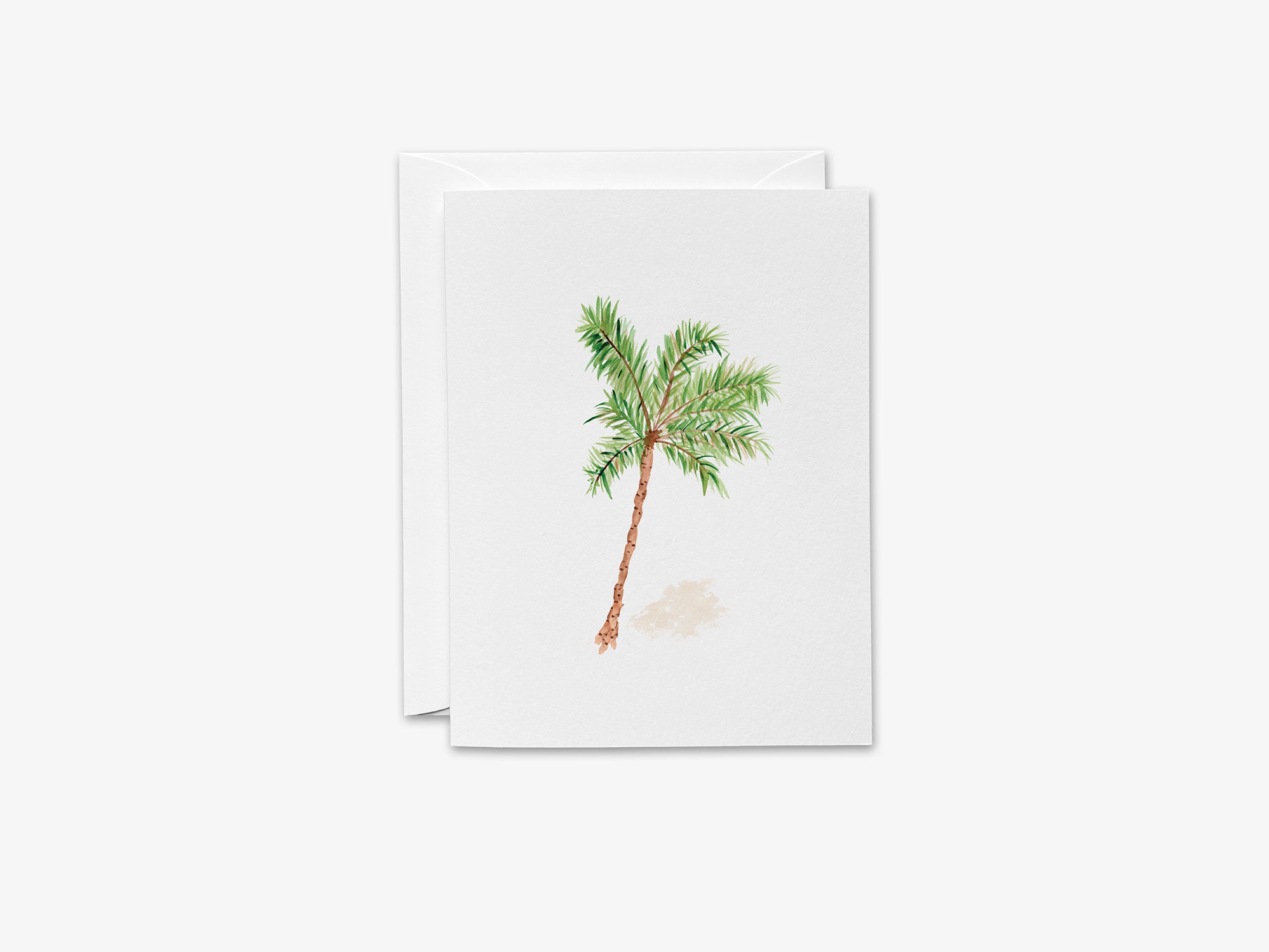 Palm Tree Greeting Card-These folded greeting cards are 4.25x5.5 and feature our hand-painted palm tree, printed in the USA on 100lb textured stock. They come with a White envelope and make a great thinking of you card for the beach lover in your life.-The Singing Little Bird