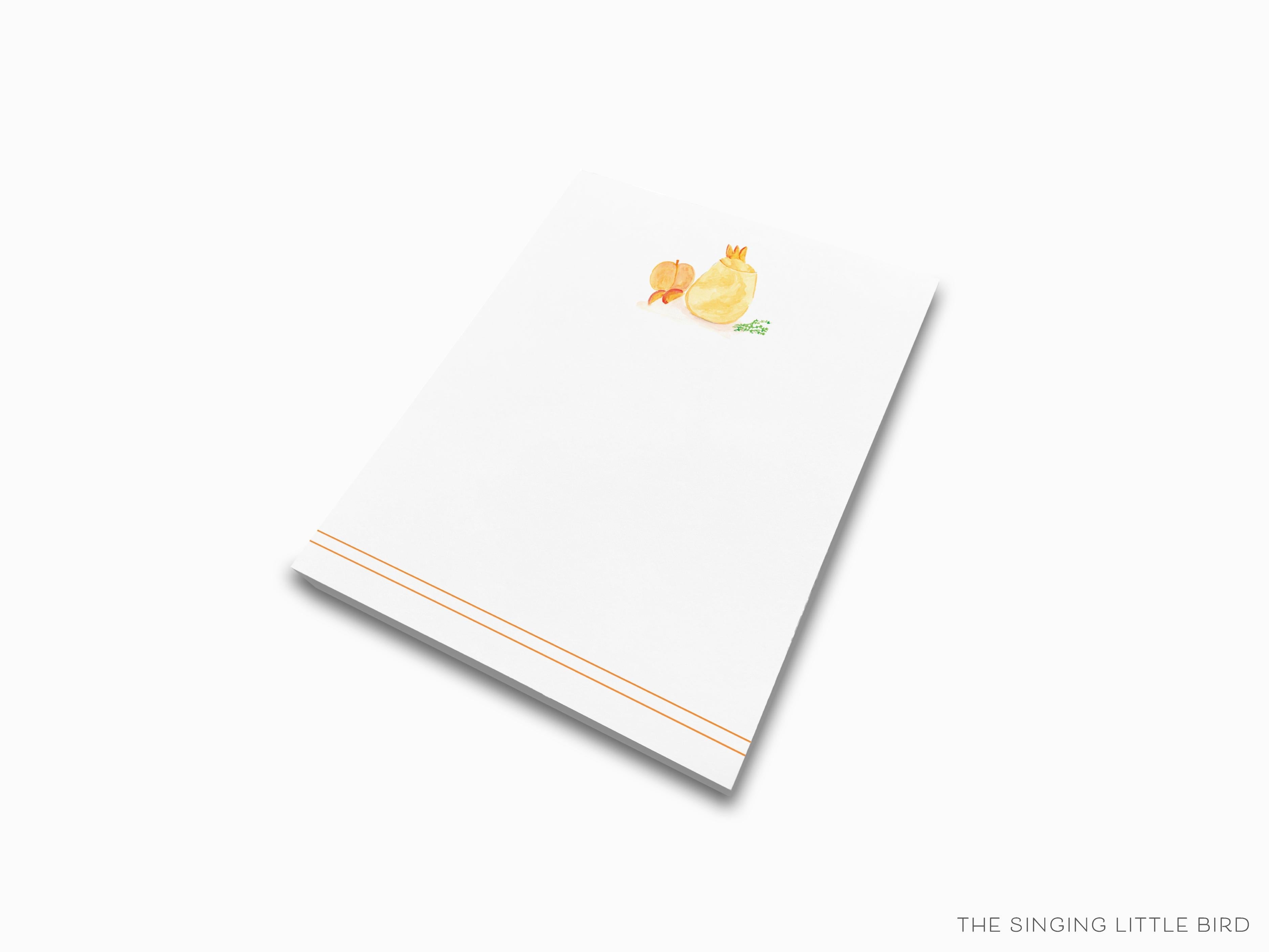 Peach Bellini Cocktail Notepad-These notepads feature our hand-painted watercolor peach and cocktail glass, printed in the USA on a beautiful smooth stock. You choose which size you want (or bundled together for a beautiful gift set) and makes a great gift for the checklist and cocktail lover in your life.-The Singing Little Bird