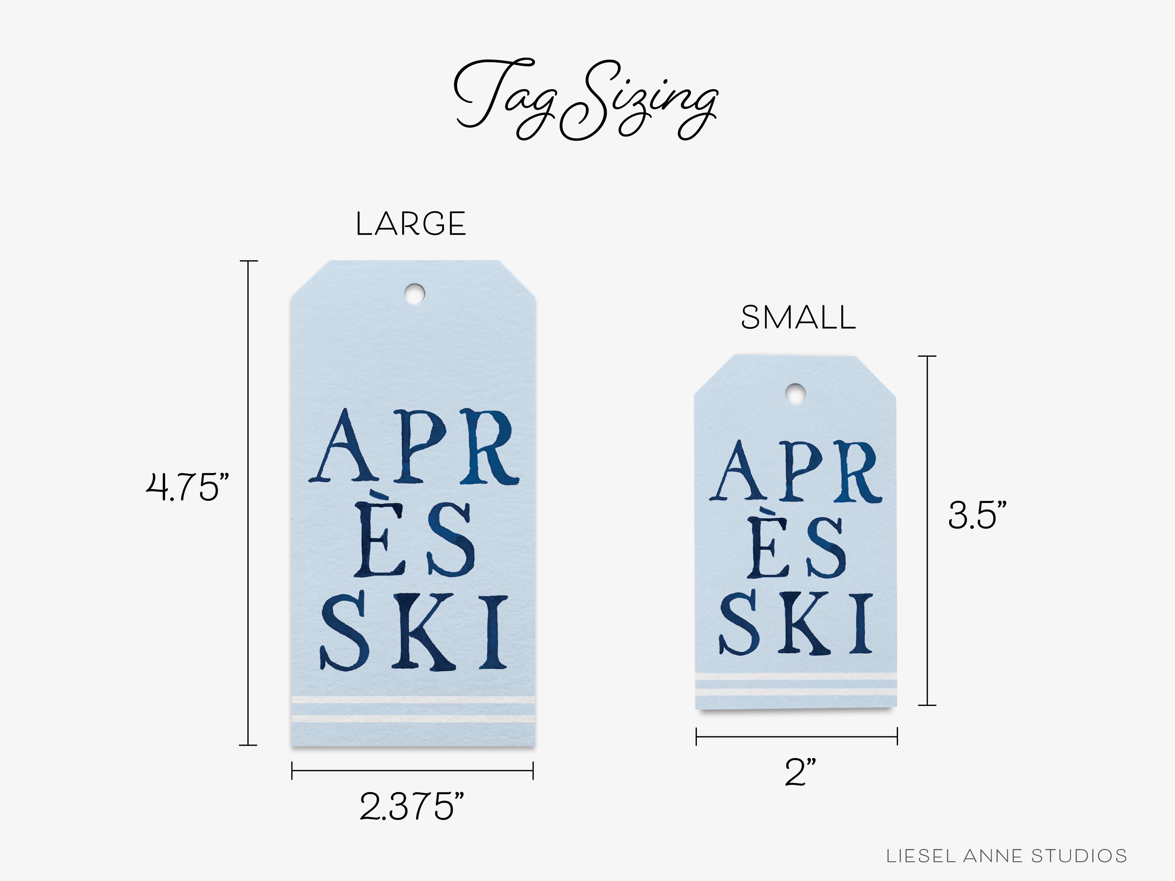 Personalized Après Ski White and Blue Gift Tags-These gift tags come in sets, hole-punched with white twine and feature our hand-painted watercolor skier, printed in the USA on 120lb textured stock. They make great tags for gifting or gifts for the ski lover in your life.-The Singing Little Bird