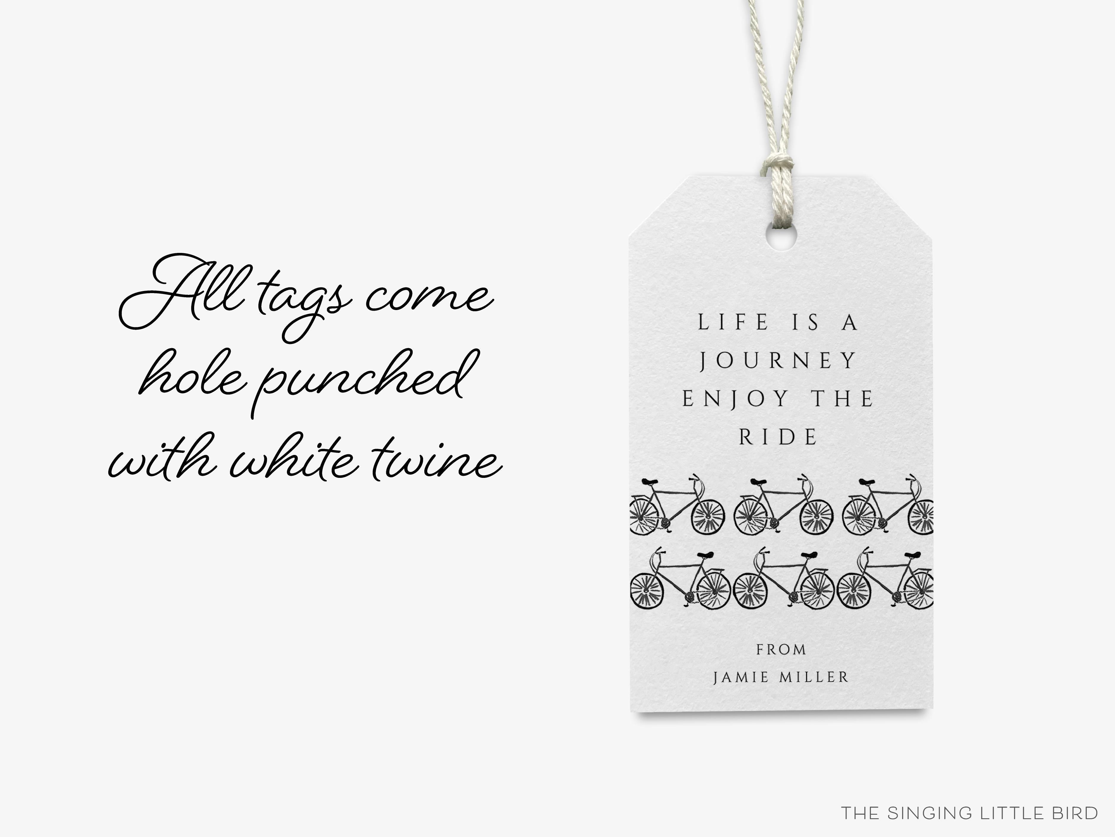 Personalized Bicycle Gift Tags-These gift tags come in sets, hole-punched with white twine and feature our hand-painted watercolor bicycle, printed in the USA on 120lb textured stock. They make great tags for gifting or gifts for the bike lover in your life.-The Singing Little Bird