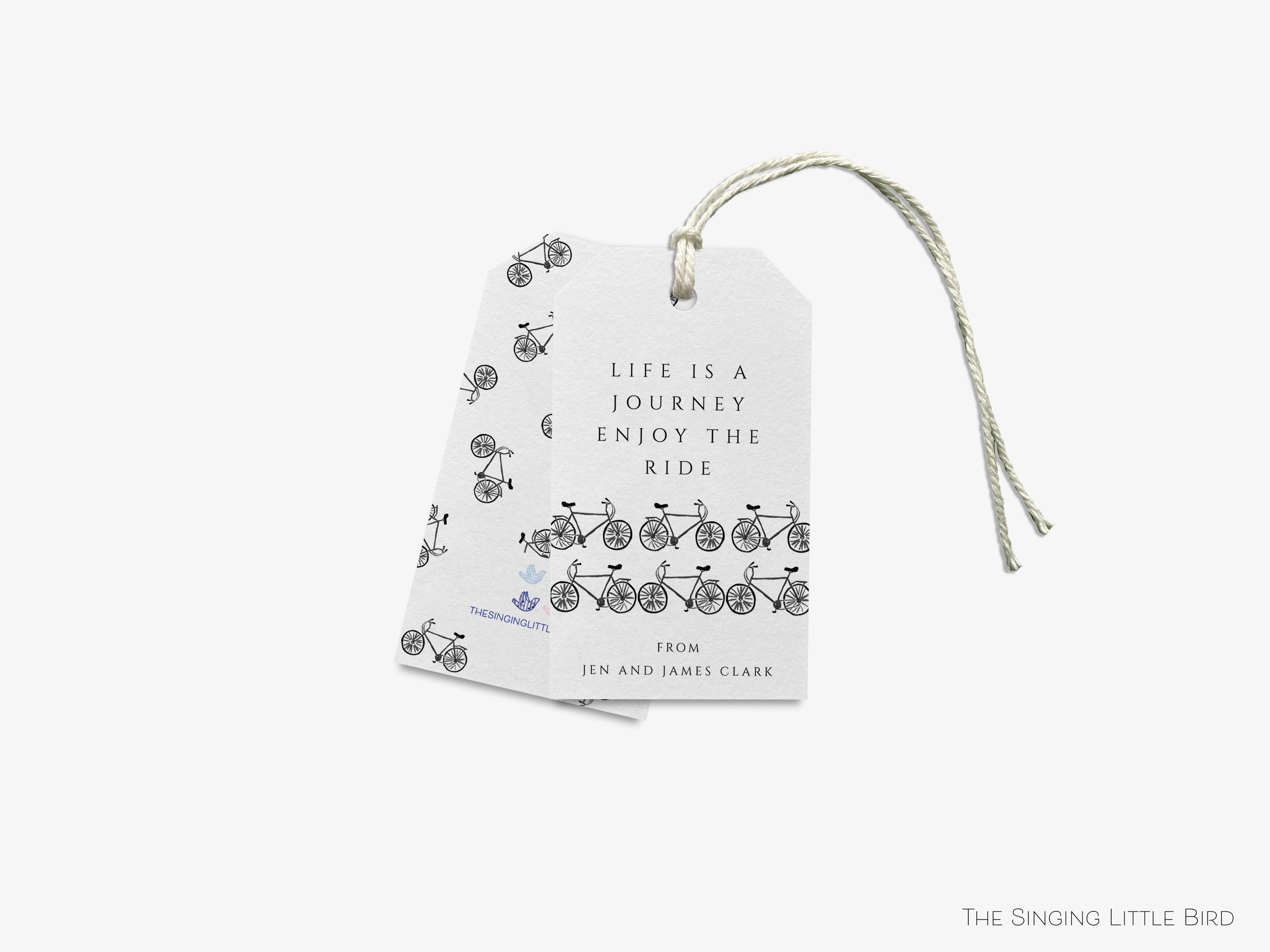 Personalized Bicycle Gift Tags-These gift tags come in sets, hole-punched with white twine and feature our hand-painted watercolor bicycle, printed in the USA on 120lb textured stock. They make great tags for gifting or gifts for the bike lover in your life.-The Singing Little Bird
