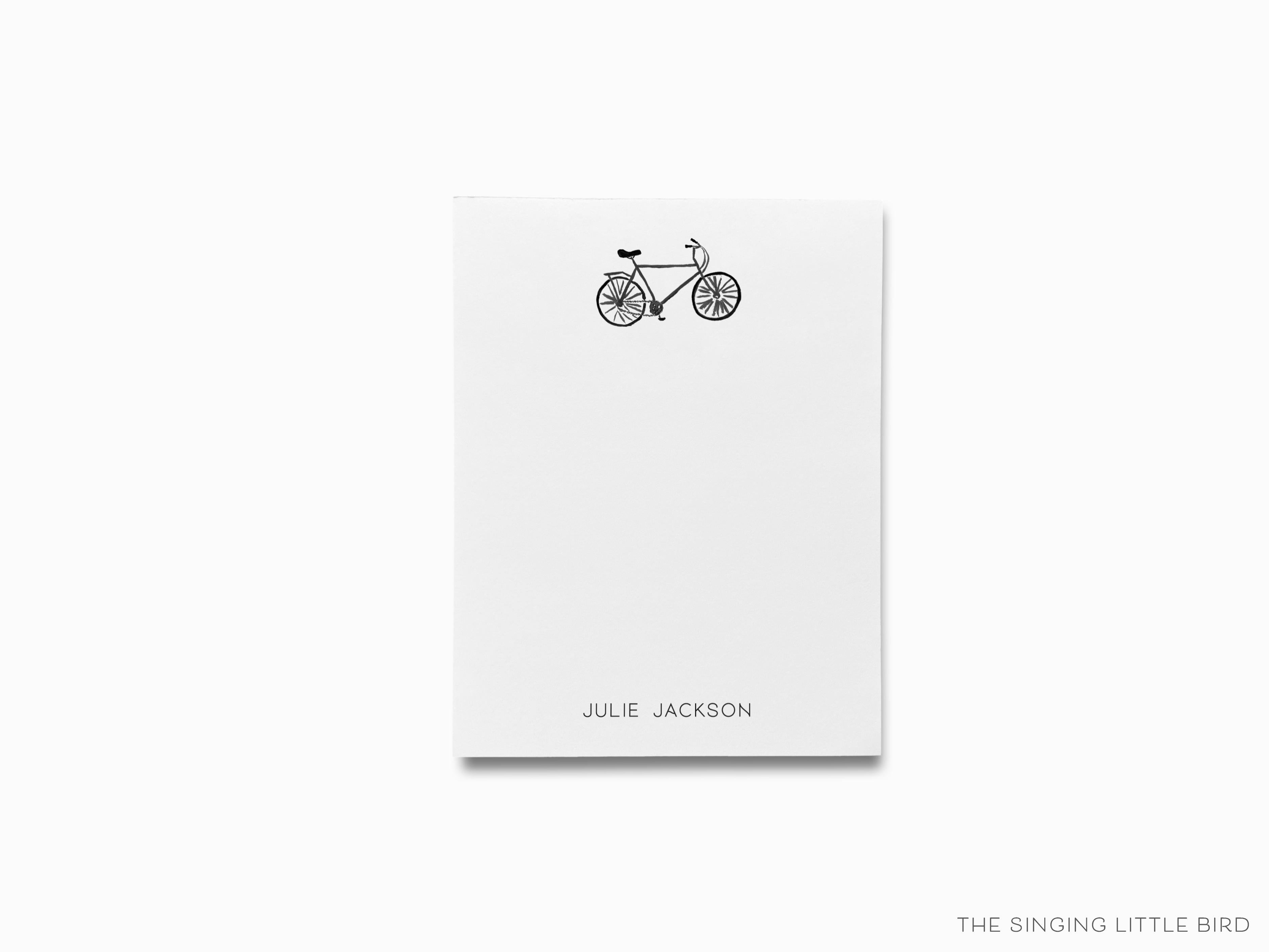 Personalized Bicycle Notepad-These personalized notepads feature our hand-painted watercolor bicycle, printed in the USA on a beautiful smooth stock. You choose which size you want (or bundled together for a beautiful gift set) and makes a great gift for the checklist and bike lover in your life.-The Singing Little Bird