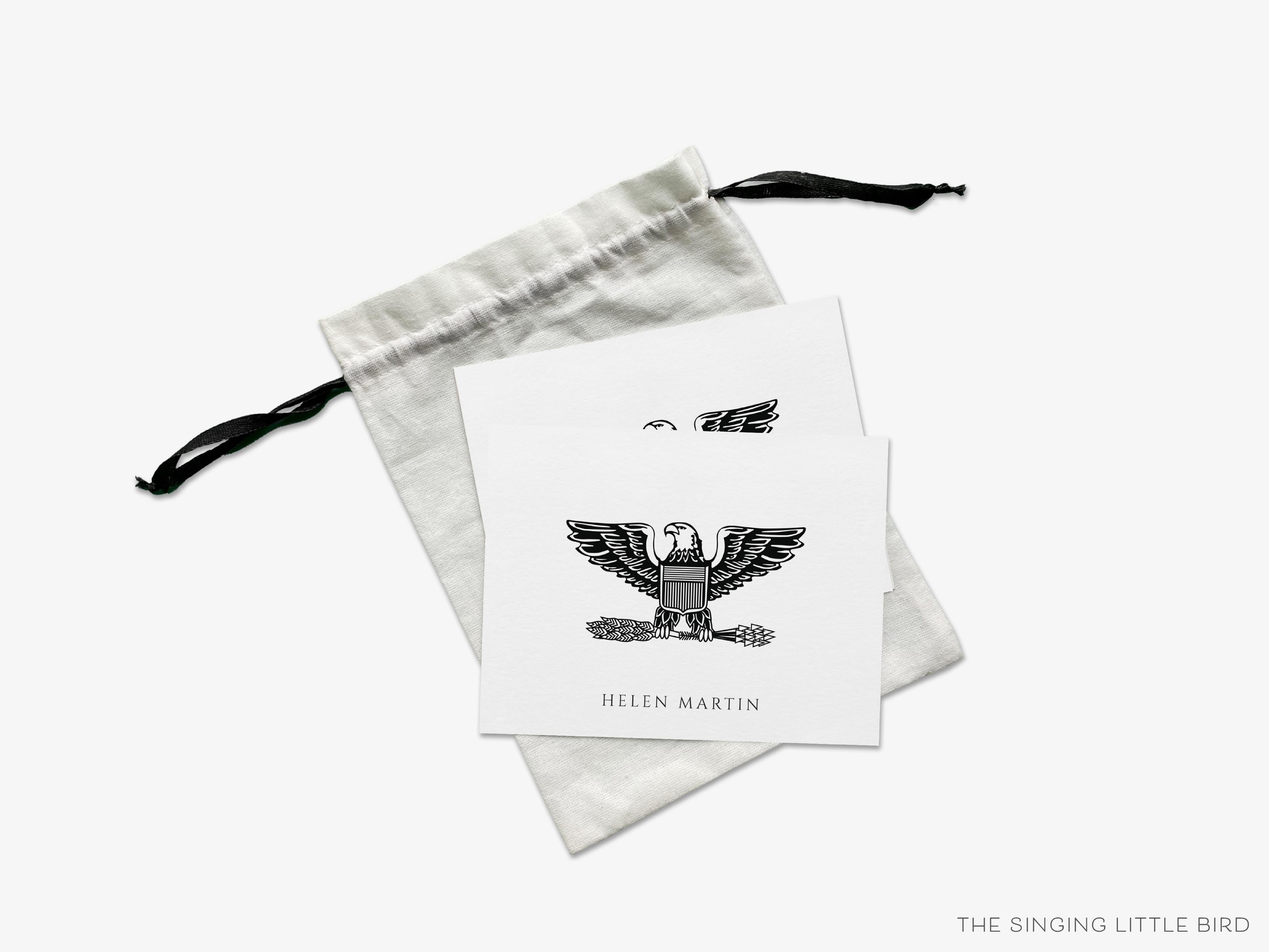 Personalized Captain Colonel Cards-These folded greeting cards are 4.25x5.5 and feature the Military Eagle Emblem, printed in the USA on 100lb textured stock. They come with a White or Kraft envelope and make a great just because card for the military lover in your life.-The Singing Little Bird