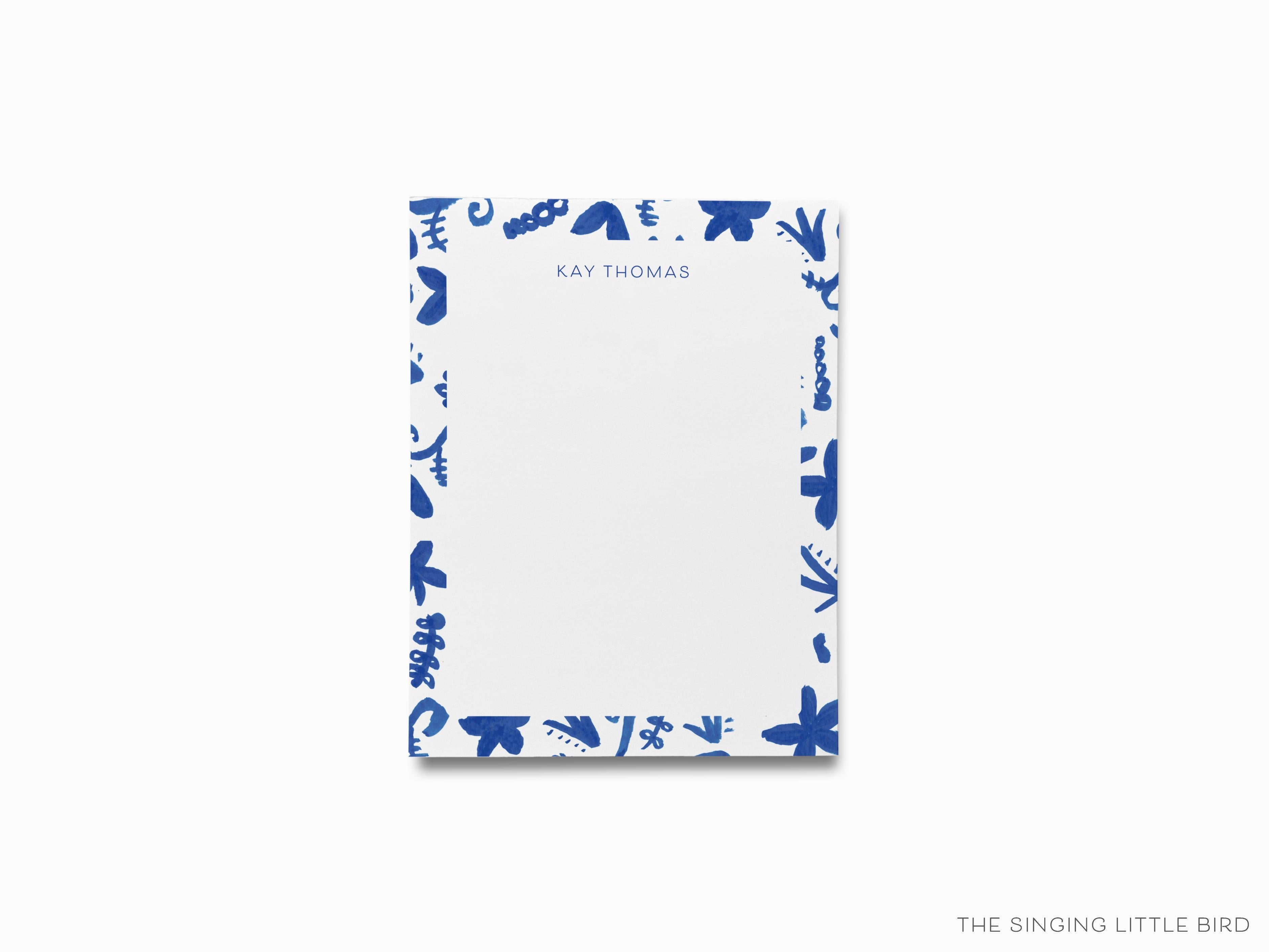 Personalized Chinoiserie Notepad-These personalized notepads feature our hand-painted watercolor floral pattern, printed in the USA on a beautiful smooth stock. You choose which size you want (or bundled together for a beautiful gift set) and makes a great gift for the checklist and chinoiserie lover in your life.-The Singing Little Bird