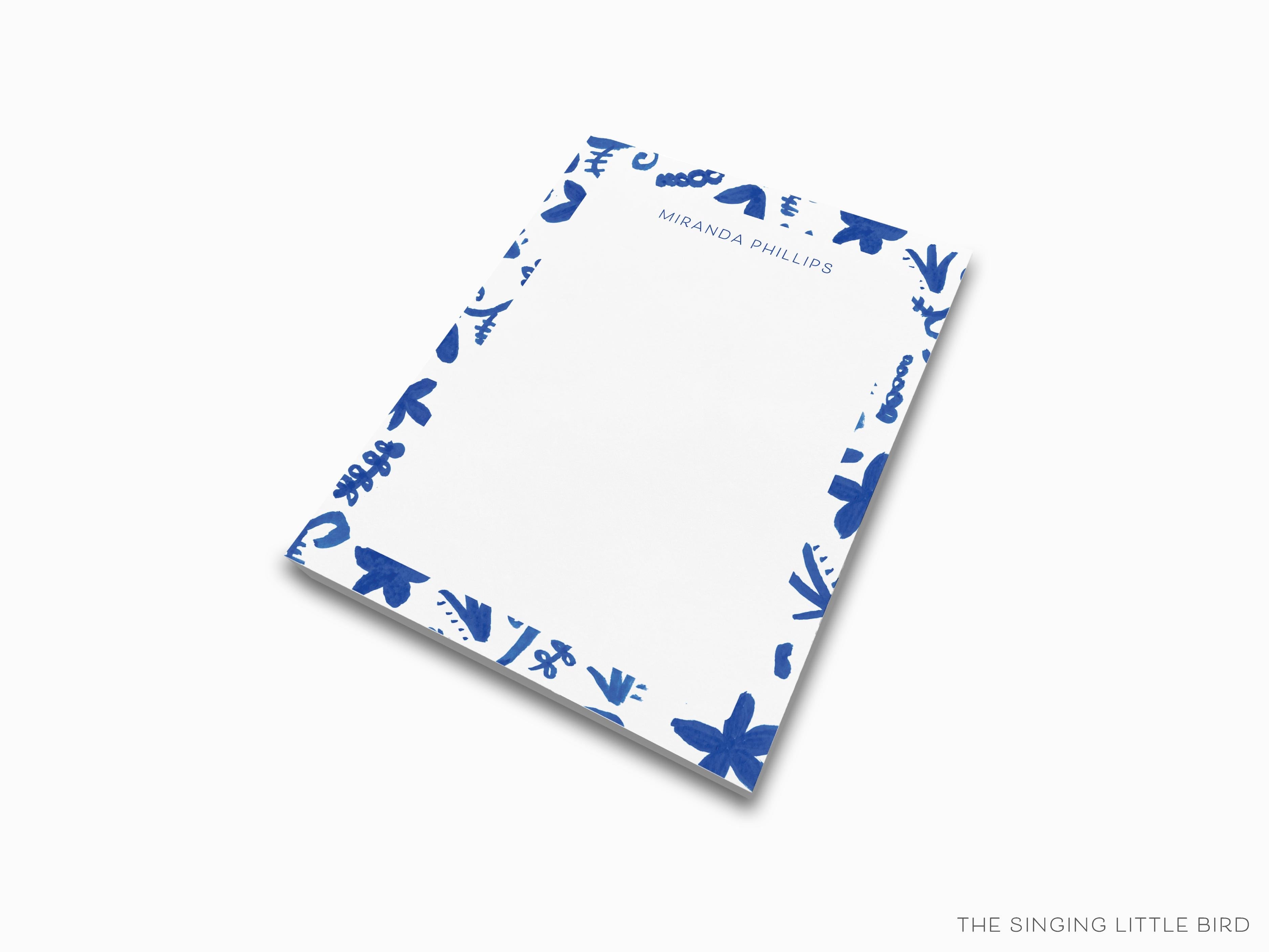 Personalized Chinoiserie Notepad-These personalized notepads feature our hand-painted watercolor floral pattern, printed in the USA on a beautiful smooth stock. You choose which size you want (or bundled together for a beautiful gift set) and makes a great gift for the checklist and chinoiserie lover in your life.-The Singing Little Bird