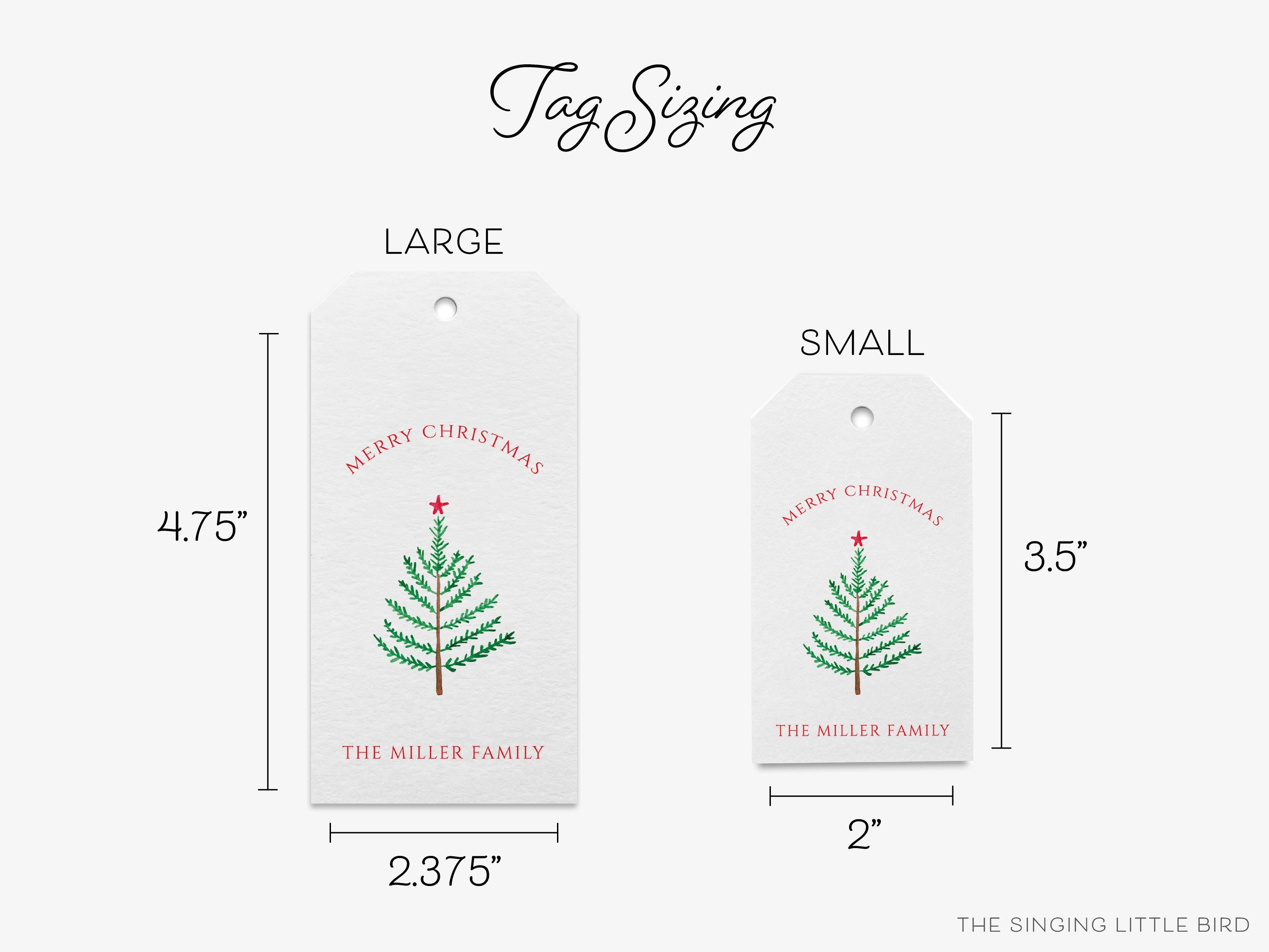 Personalized Christmas Evergreen Branch Gift Tags-These gift tags come in sets, hole-punched with white twine and feature our hand-painted watercolor evergreen branch, printed in the USA on 120lb textured stock. They make great tags for gifting or gifts for the holiday lover in your life.-The Singing Little Bird