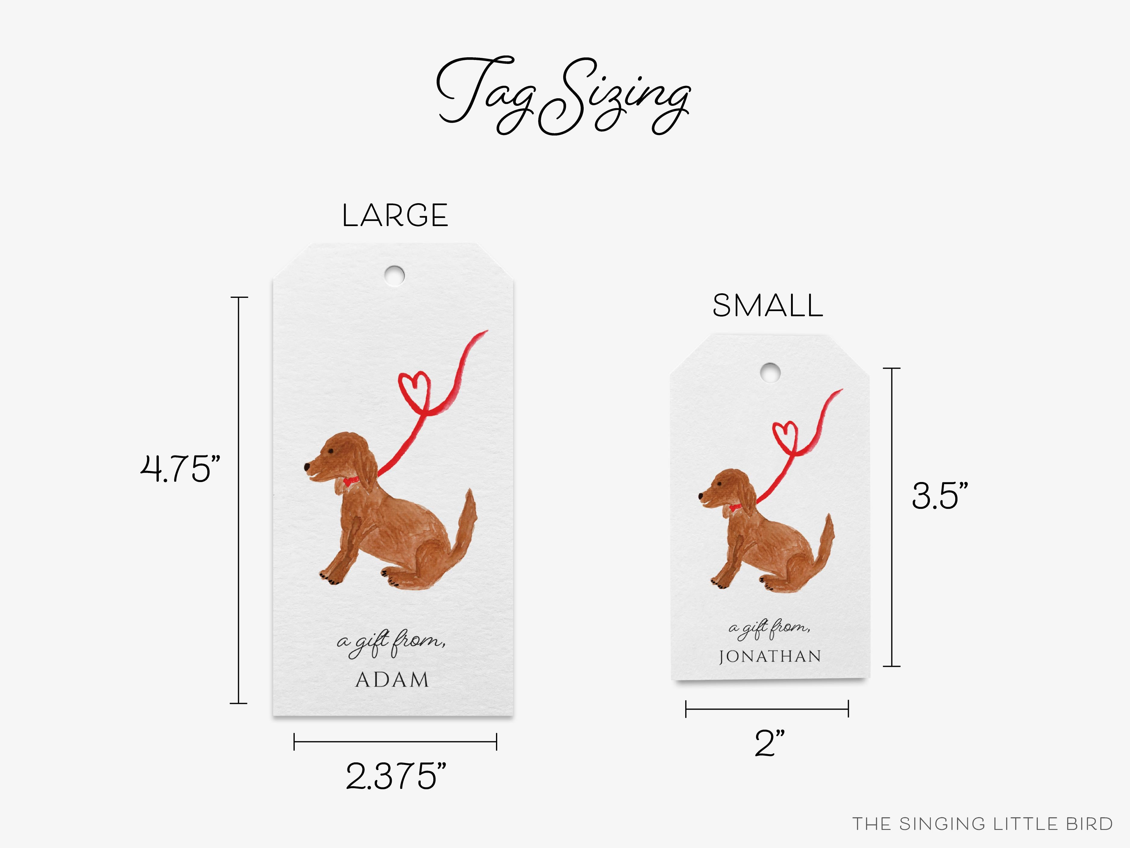 Personalized Dog Lover Gift Tags-These gift tags come in sets, hole-punched with white twine and feature our hand-painted watercolor dog, printed in the USA on 120lb textured stock. They make great tags for gifting or gifts for the animal lover in your life.-The Singing Little Bird