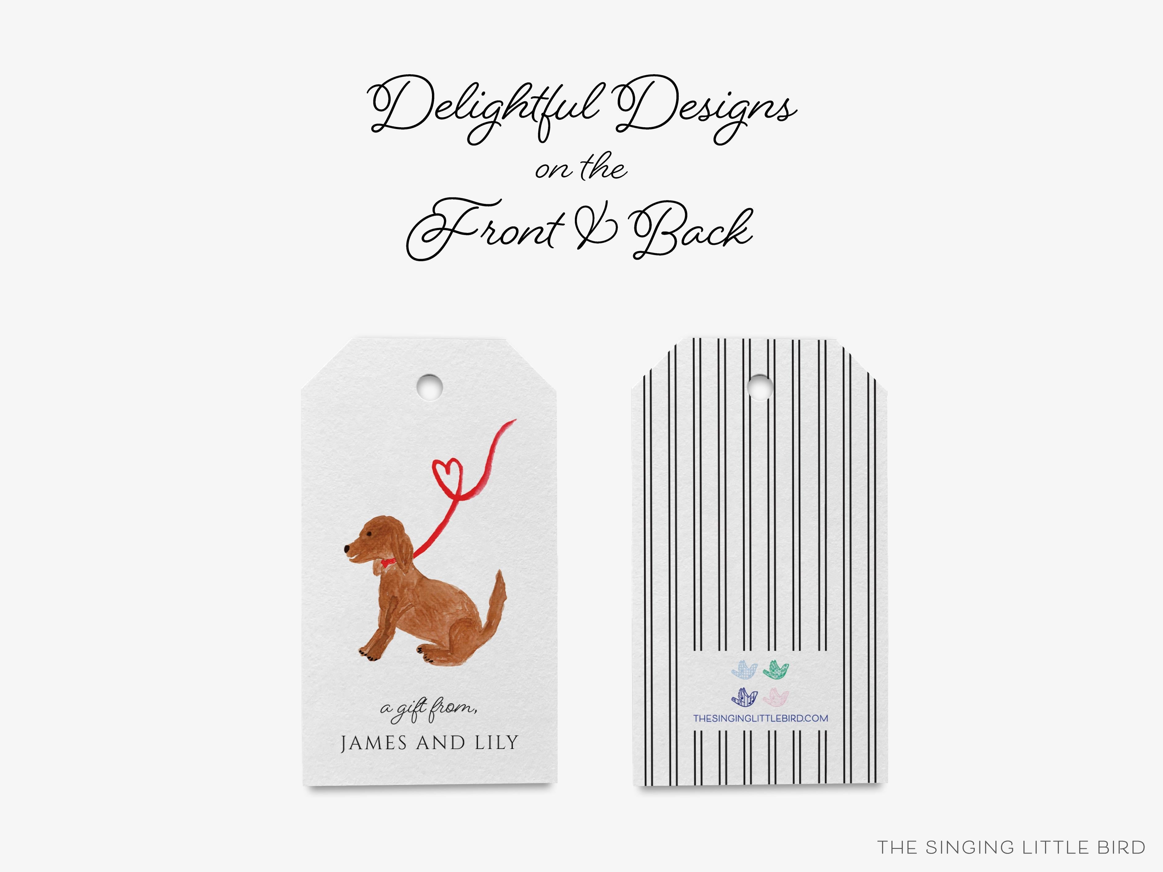 Personalized Dog Lover Gift Tags-These gift tags come in sets, hole-punched with white twine and feature our hand-painted watercolor dog, printed in the USA on 120lb textured stock. They make great tags for gifting or gifts for the animal lover in your life.-The Singing Little Bird