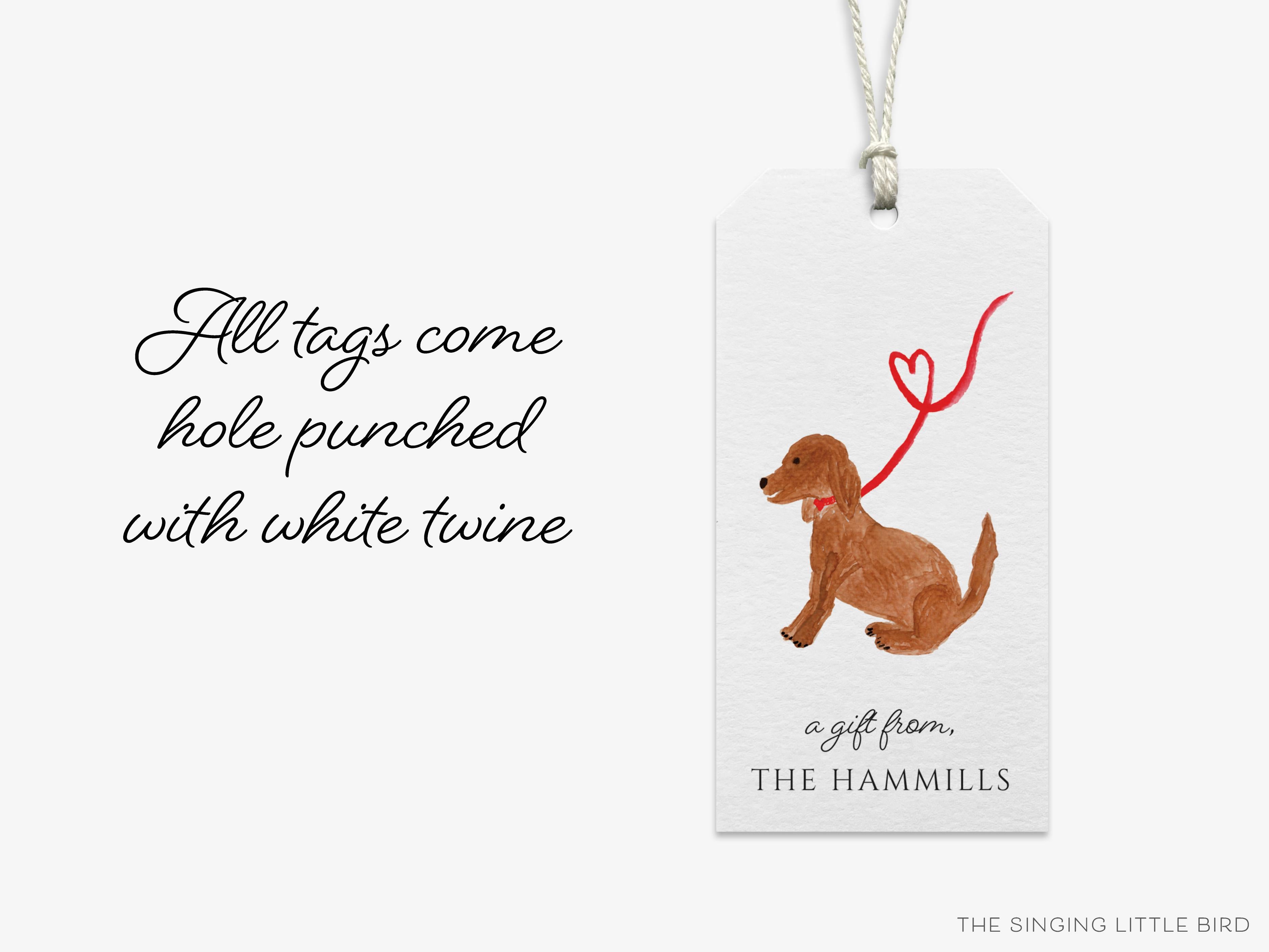 Personalized Dog Lover Gift Tags-These gift tags come in sets, hole-punched with white twine and feature our hand-painted watercolor dog, printed in the USA on 120lb textured stock. They make great tags for gifting or gifts for the animal lover in your life.-The Singing Little Bird