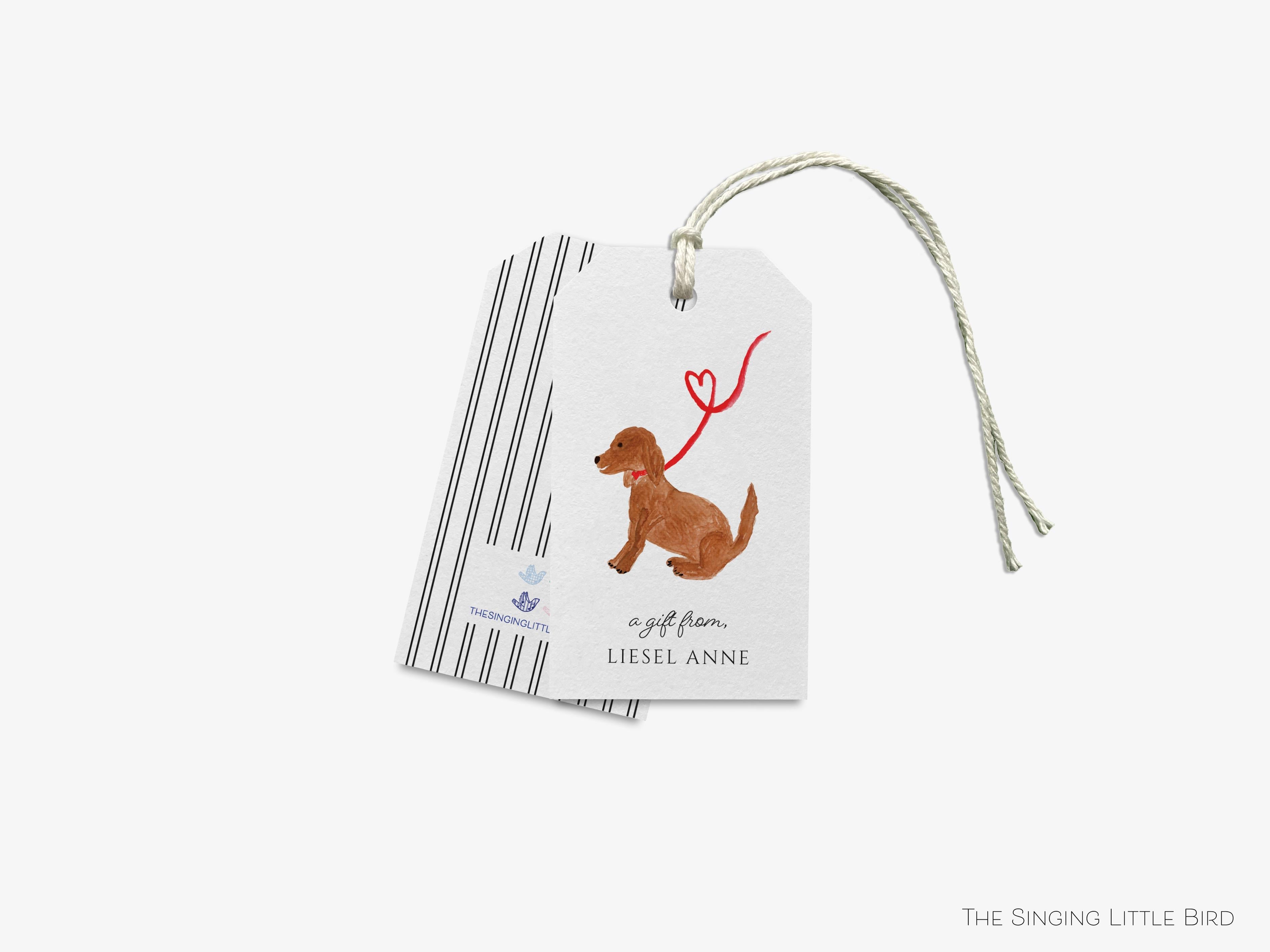 Personalized Dog Lover Gift Tags-These gift tags come in sets, hole-punched with white twine and feature our hand-painted watercolor dog, printed in the USA on 120lb textured stock. They make great tags for gifting or gifts for the animal lover in your life.-The Singing Little Bird