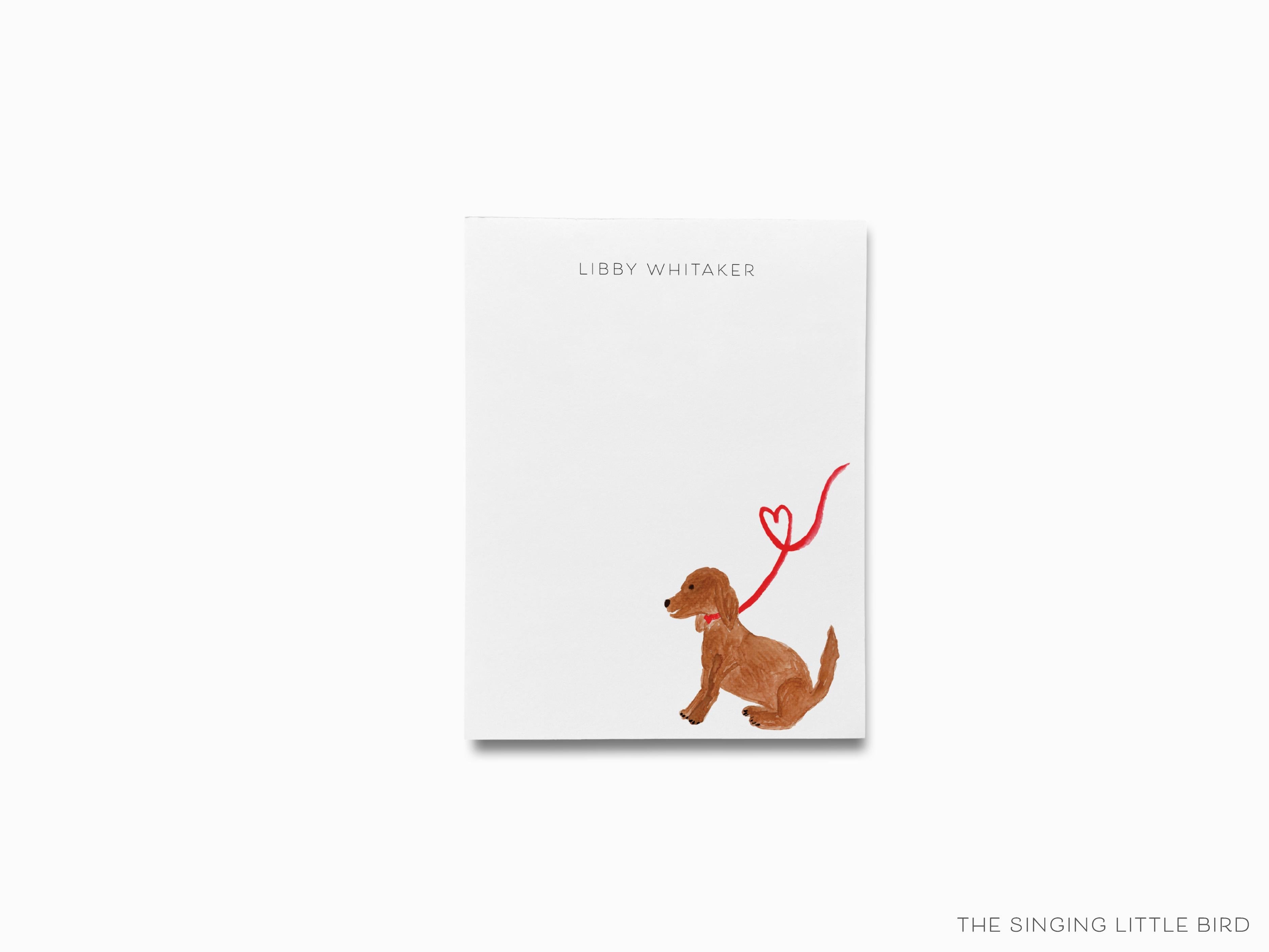 Personalized Dog Lover Notepad-These personalized notepads feature our hand-painted watercolor dog, printed in the USA on a beautiful smooth stock. You choose which size you want (or bundled together for a beautiful gift set) and makes a great gift for the checklist and puppy lover in your life.-The Singing Little Bird
