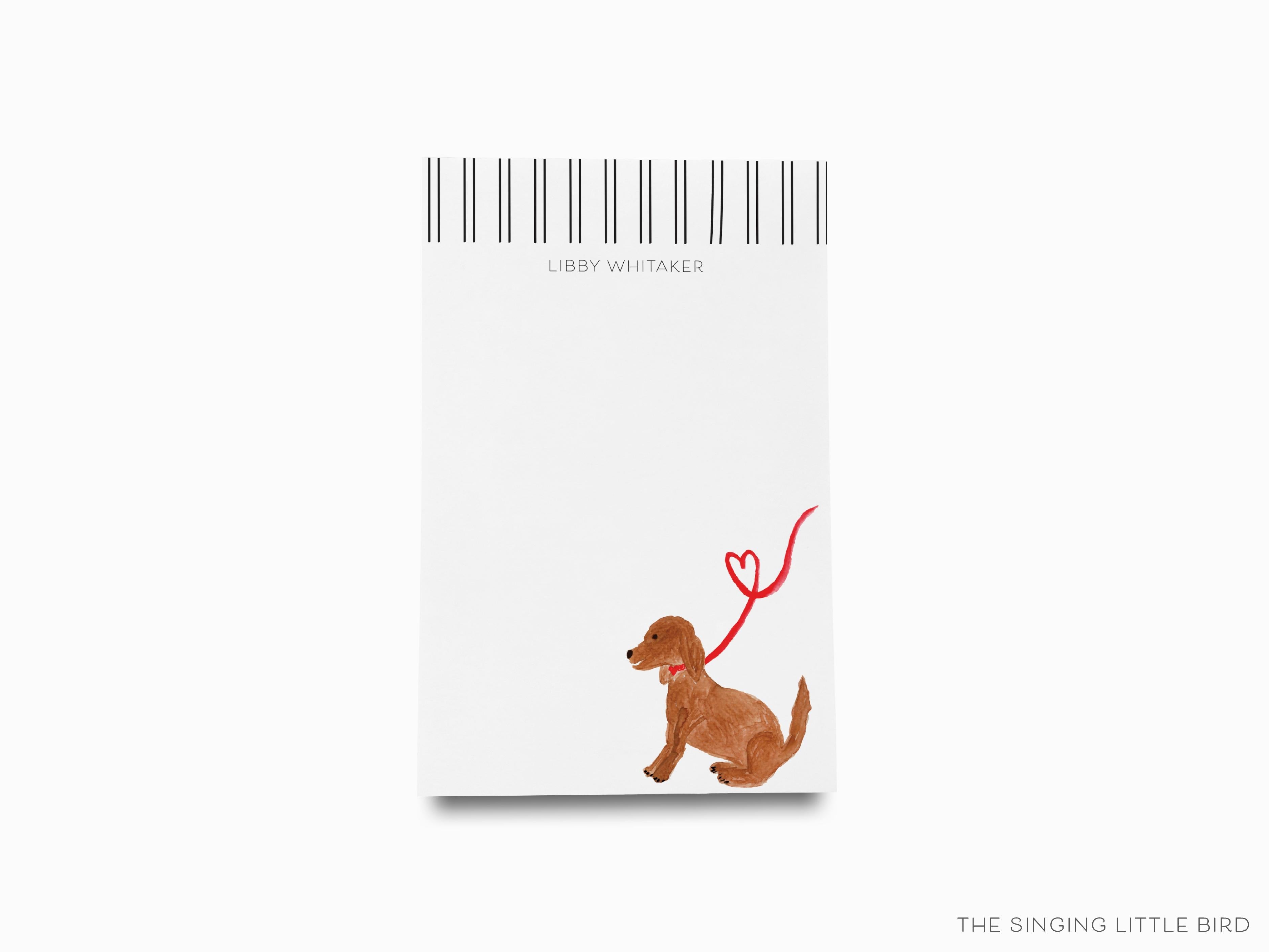 Personalized Dog Lover Notepad-These personalized notepads feature our hand-painted watercolor dog, printed in the USA on a beautiful smooth stock. You choose which size you want (or bundled together for a beautiful gift set) and makes a great gift for the checklist and puppy lover in your life.-The Singing Little Bird