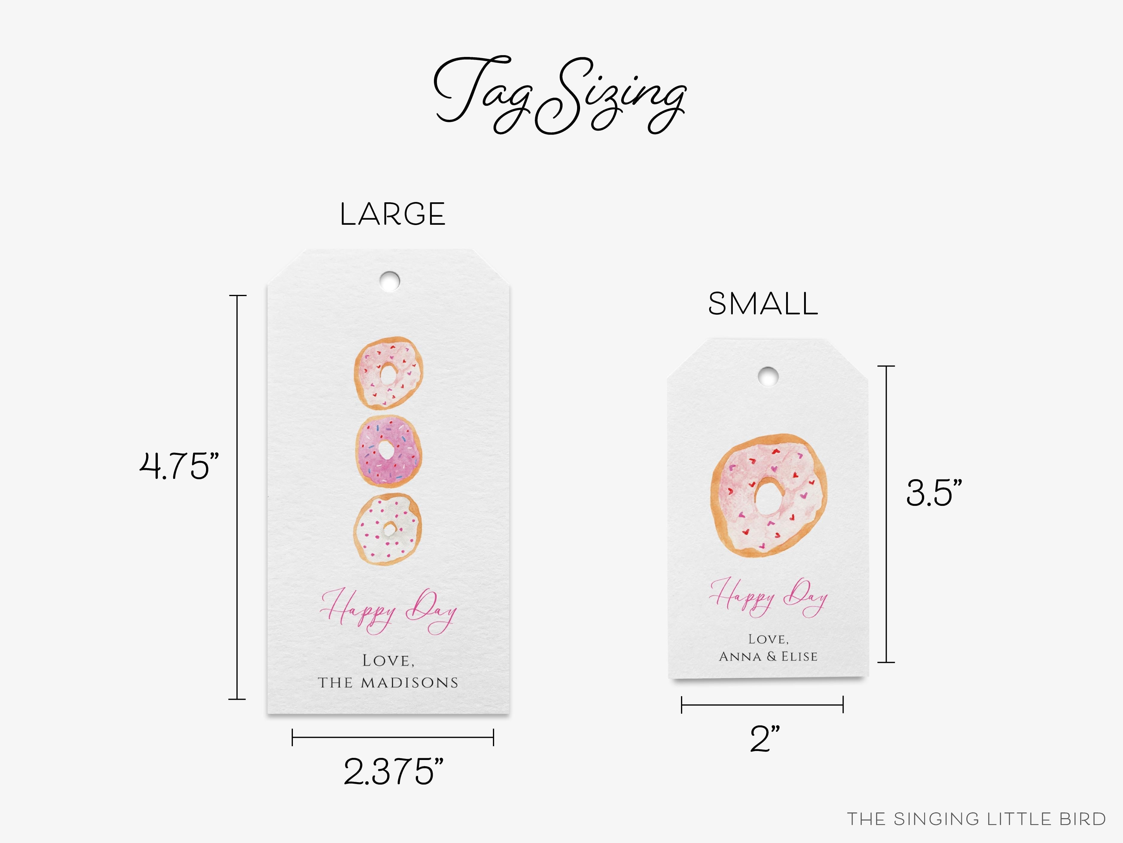 Personalized Donut Gift Tags-These gift tags come in sets, hole-punched with white twine and feature our hand-painted watercolor donuts, printed in the USA on 120lb textured stock. They make great tags for gifting or gifts for the sweet tooth lover in your life.-The Singing Little Bird