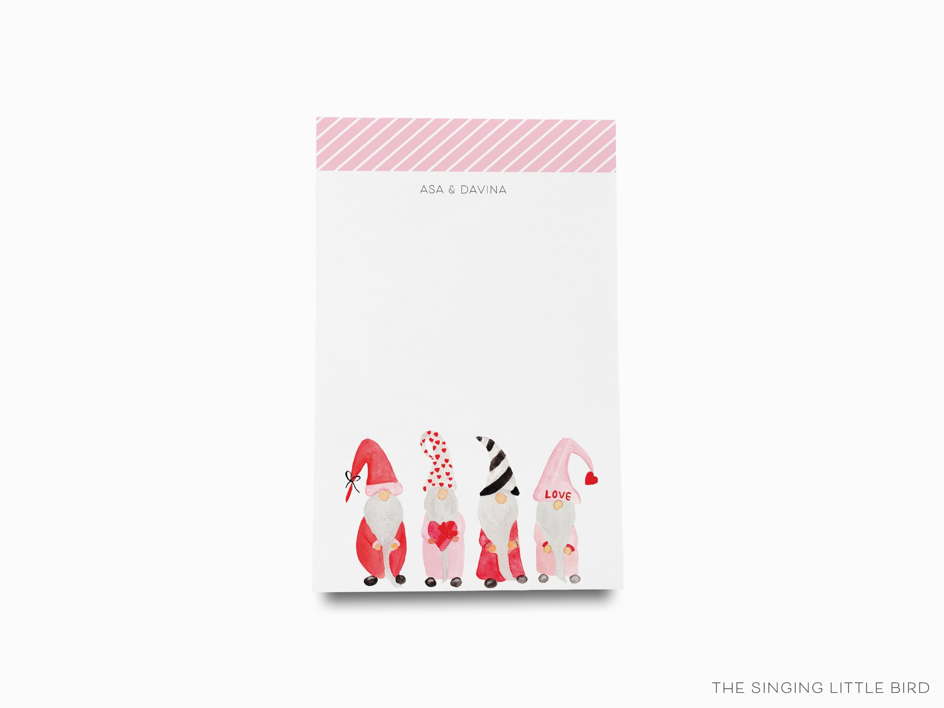 Personalized Gnome Lover Notepad-These personalized notepads feature our hand-painted watercolor Gnomes, printed in the USA on a beautiful smooth stock. You choose which size you want (or bundled together for a beautiful gift set) and makes a great gift for the checklist and gnome lover in your life.-The Singing Little Bird