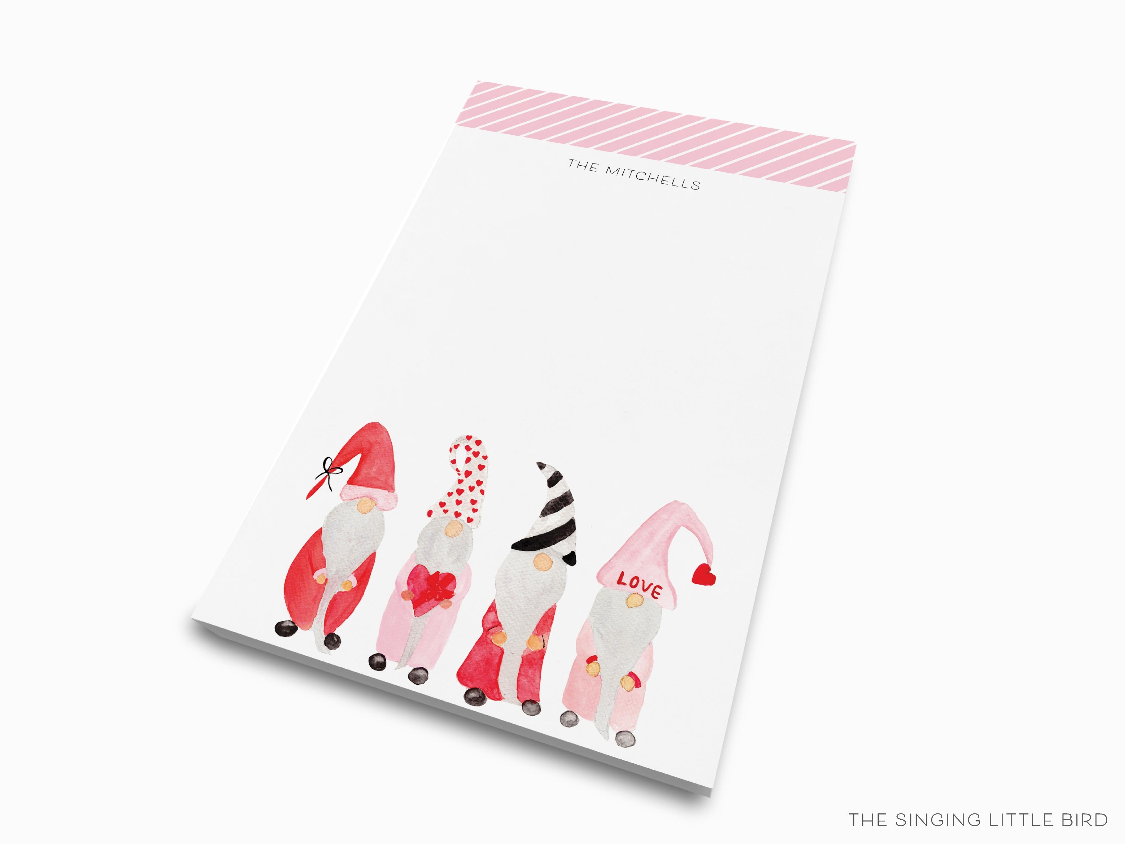 Personalized Gnome Lover Notepad-These personalized notepads feature our hand-painted watercolor Gnomes, printed in the USA on a beautiful smooth stock. You choose which size you want (or bundled together for a beautiful gift set) and makes a great gift for the checklist and gnome lover in your life.-The Singing Little Bird