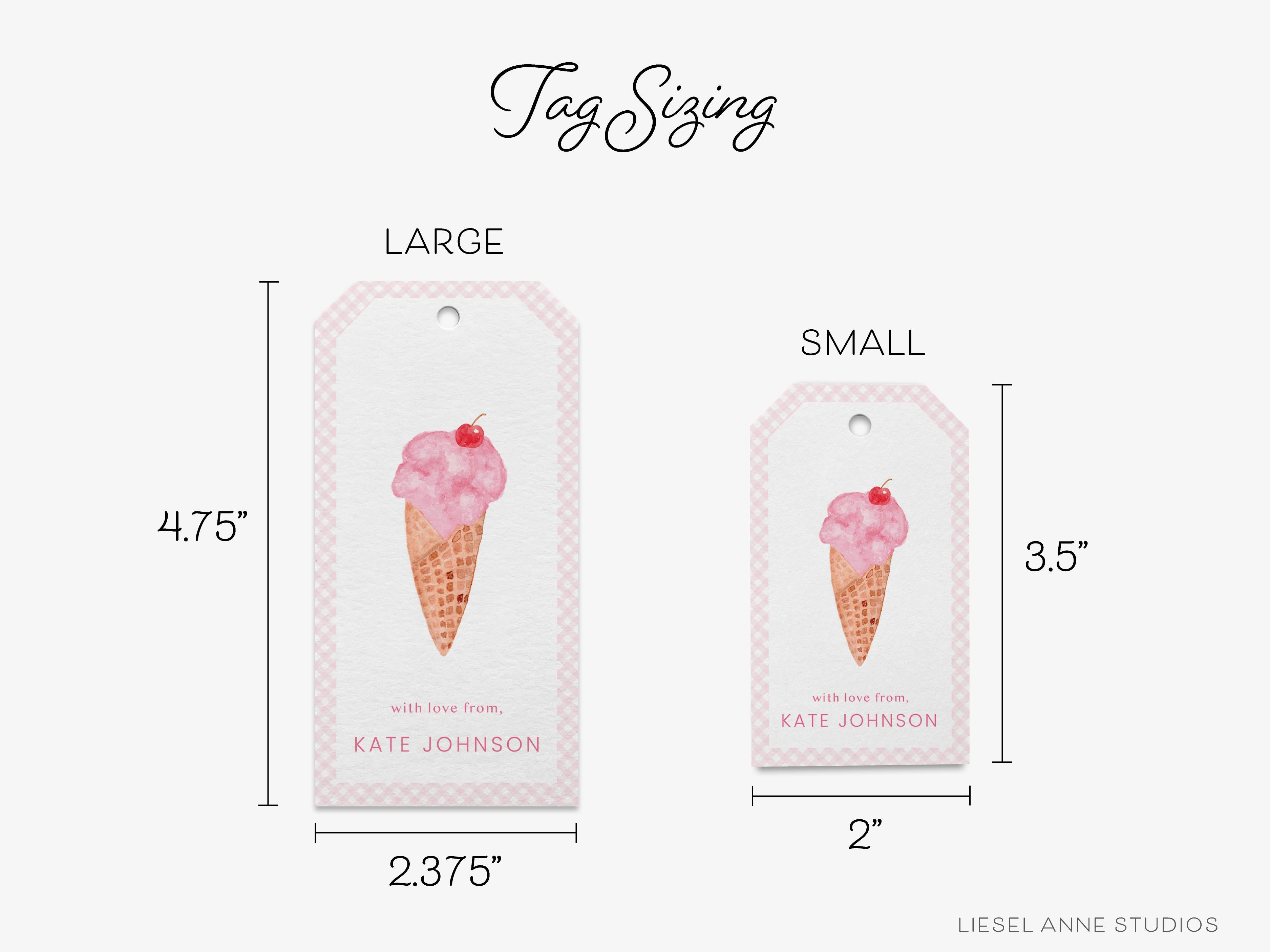 Personalized Ice Cream Gift Tags-These gift tags come in sets, hole-punched with white twine and feature our hand-painted watercolor ice cream cone, printed in the USA on 120lb textured stock. They make great tags for gifting or gifts for the ice cream lover in your life.-The Singing Little Bird