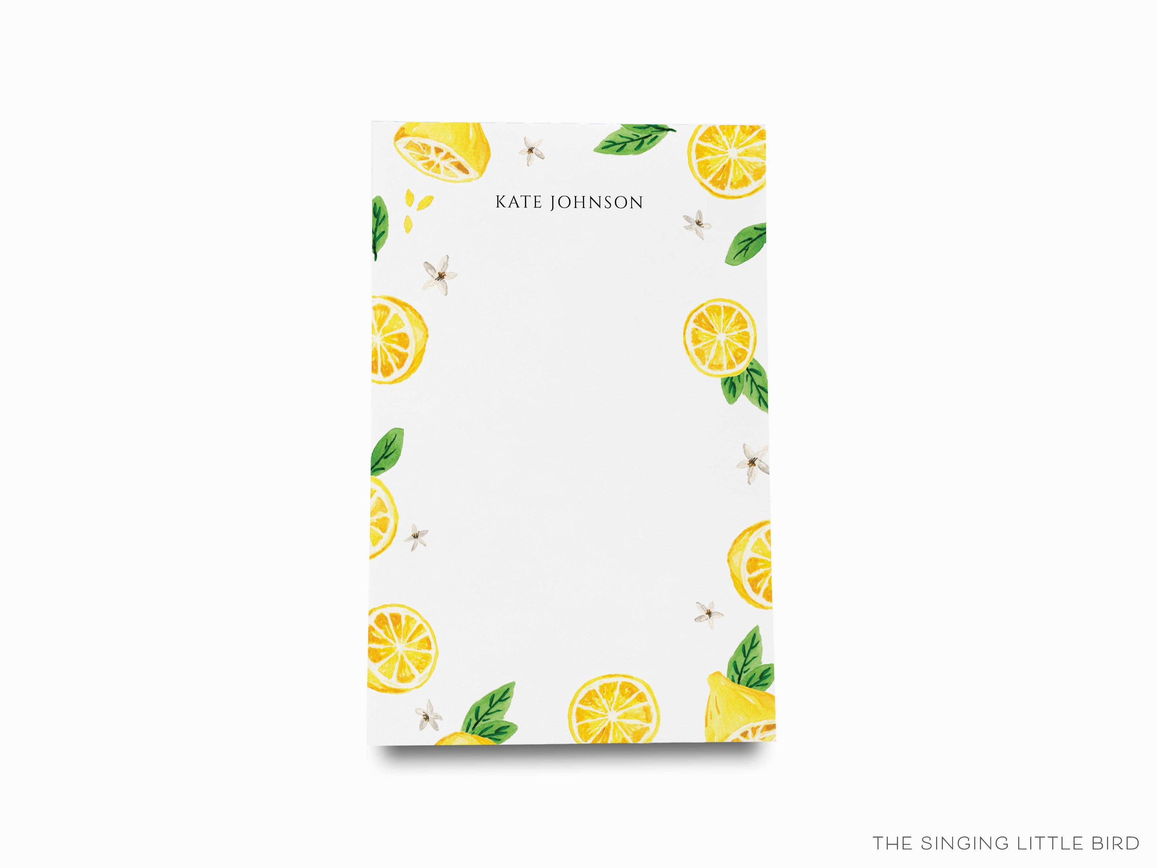 Personalized Lemon Notepad-These personalized notepads feature our hand-painted watercolor lemons, printed in the USA on a beautiful smooth stock. You choose which size you want (or bundled together for a beautiful gift set) and makes a great gift for the checklist and citrus lover in your life.-The Singing Little Bird