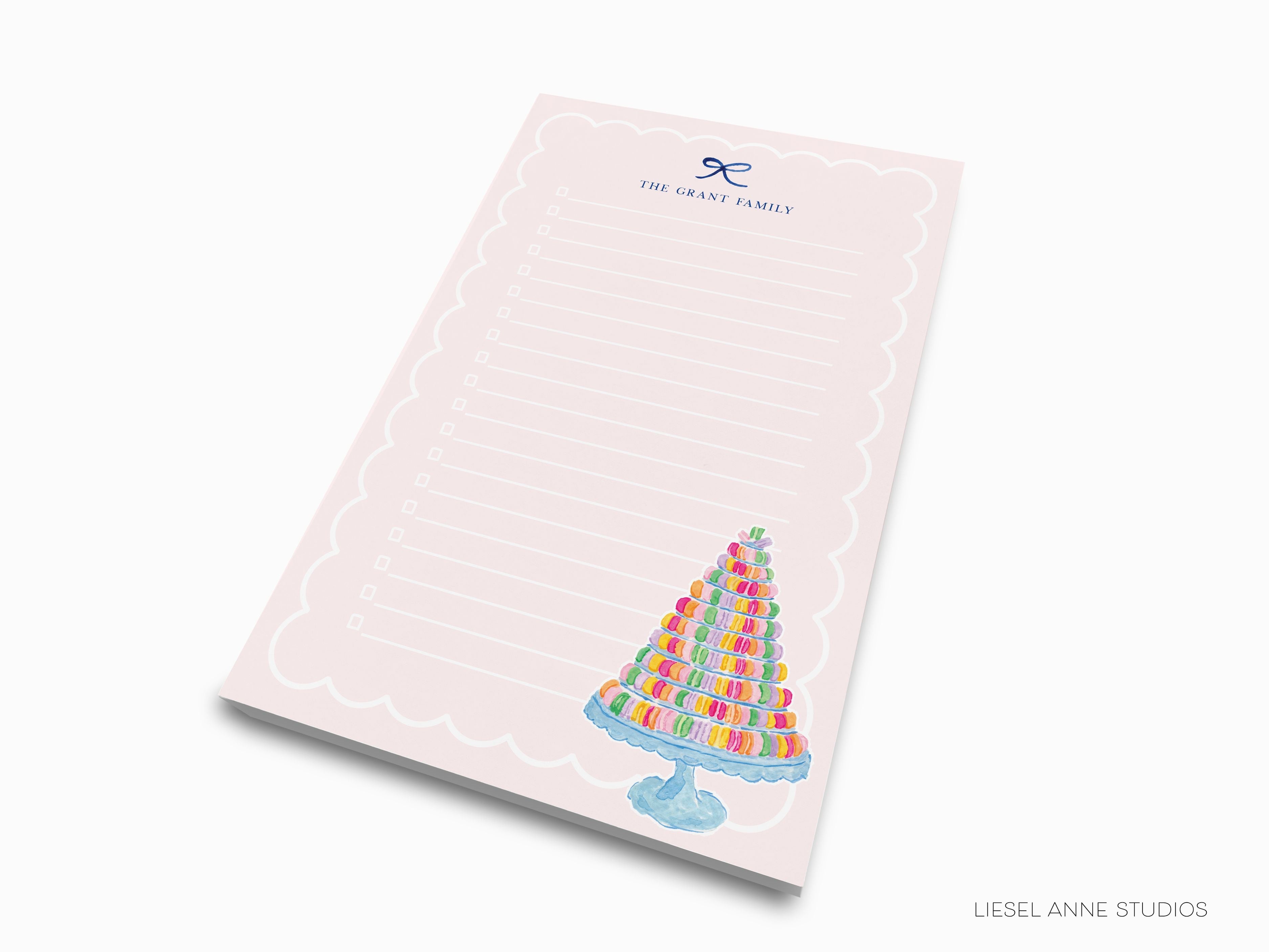 Personalized Macaron Notepad-These personalized notepads feature our hand-painted watercolor macaron tower, printed in the USA on a beautiful smooth stock. You choose which size you want (or bundled together for a beautiful gift set) and makes a great gift for the checklist and French pastry lover in your life.-The Singing Little Bird