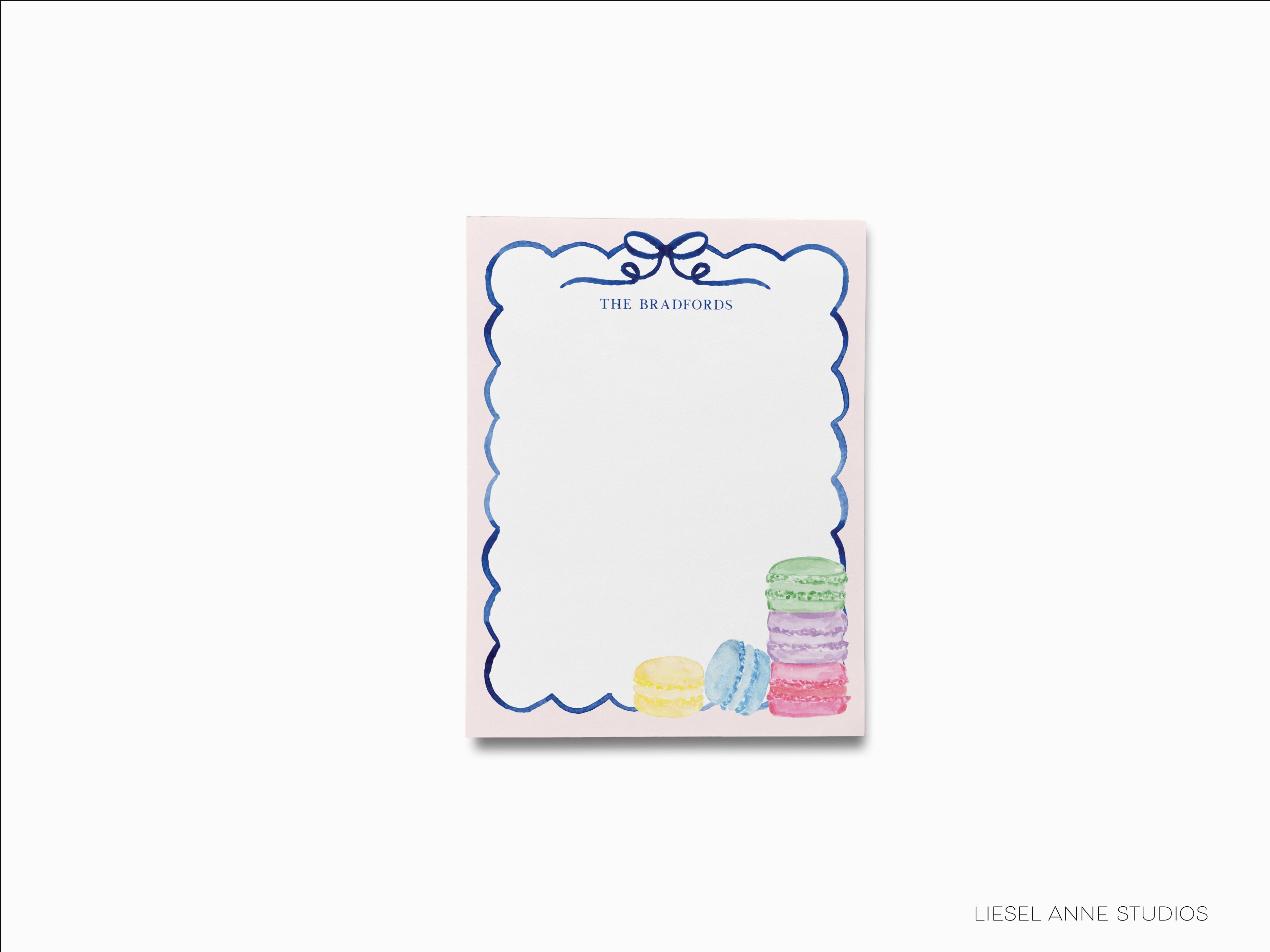 Personalized Macaron Notepad-These personalized notepads feature our hand-painted watercolor macaron tower, printed in the USA on a beautiful smooth stock. You choose which size you want (or bundled together for a beautiful gift set) and makes a great gift for the checklist and French pastry lover in your life.-The Singing Little Bird