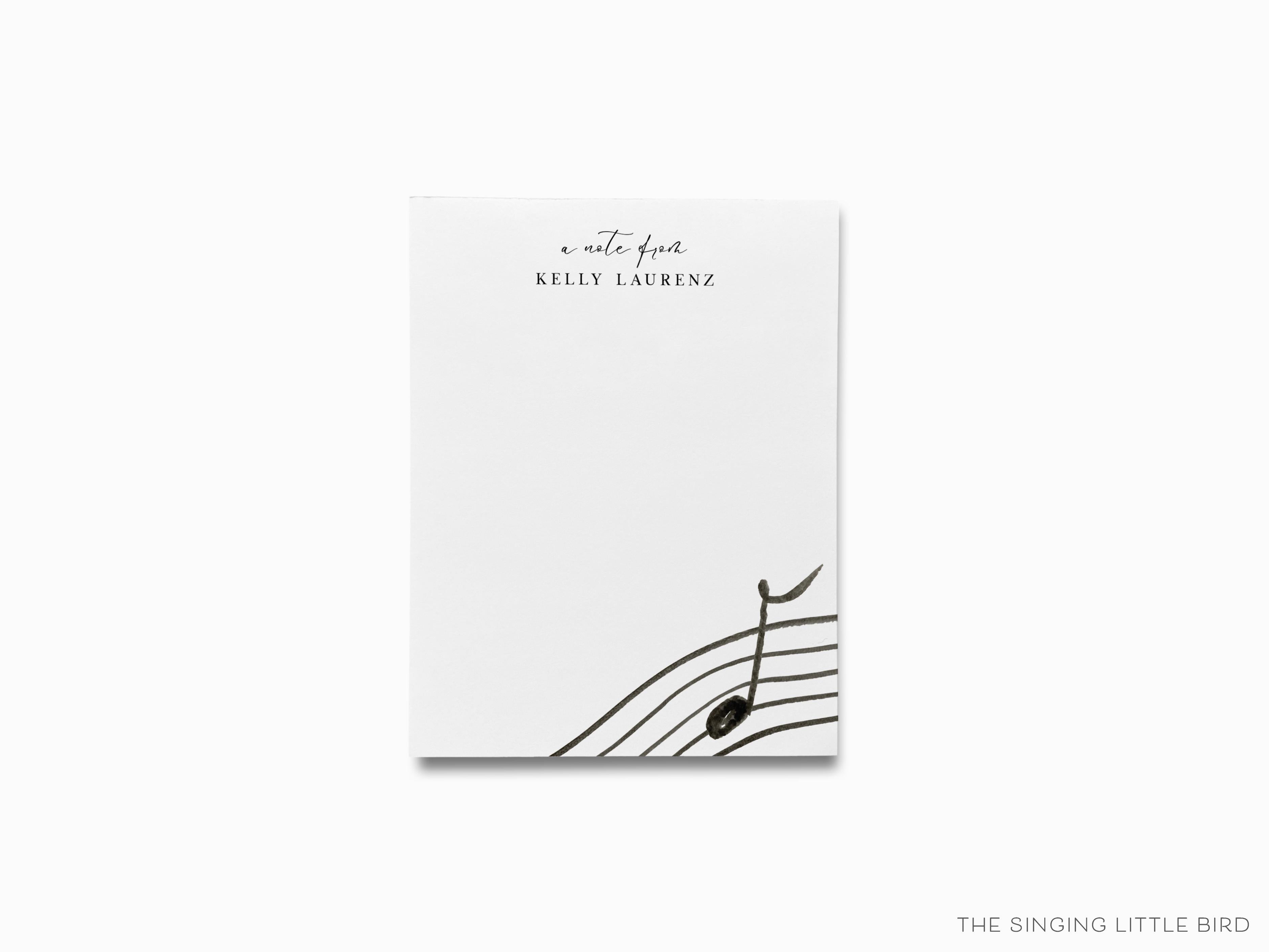 Personalized Music Lovers Notepad-These personalized notepads feature our hand-painted watercolor music notes, printed in the USA on a beautiful smooth stock. You choose which size you want (or bundled together for a beautiful gift set) and makes a great gift for the checklist and music lover in your life.-The Singing Little Bird