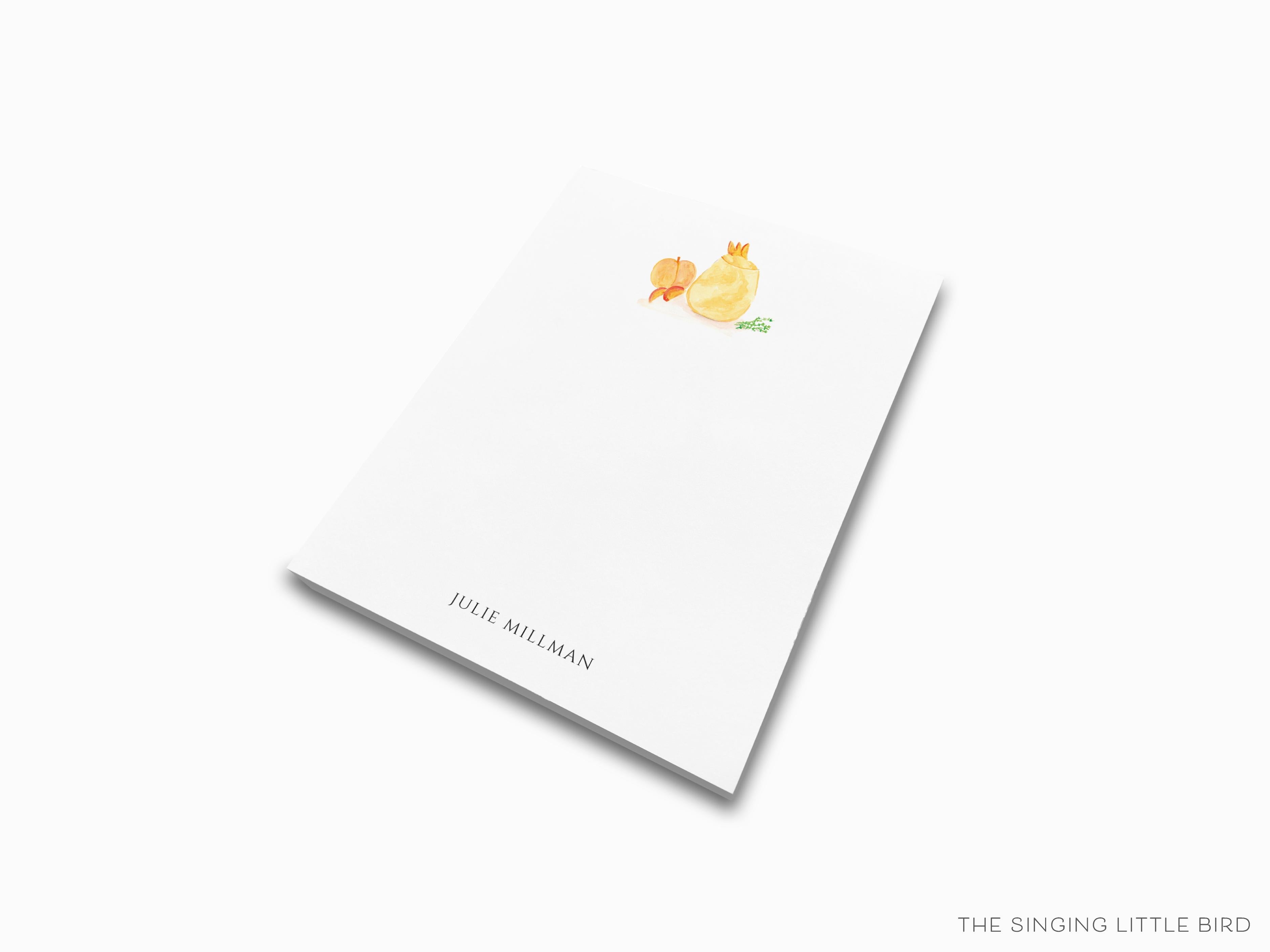 Personalized Peach Bellini Cocktail Notepad-These personalized notepads feature our hand-painted watercolor peach and cocktail glass, printed in the USA on a beautiful smooth stock. You choose which size you want (or bundled together for a beautiful gift set) and makes a great gift for the checklist and cocktail lover in your life.-The Singing Little Bird