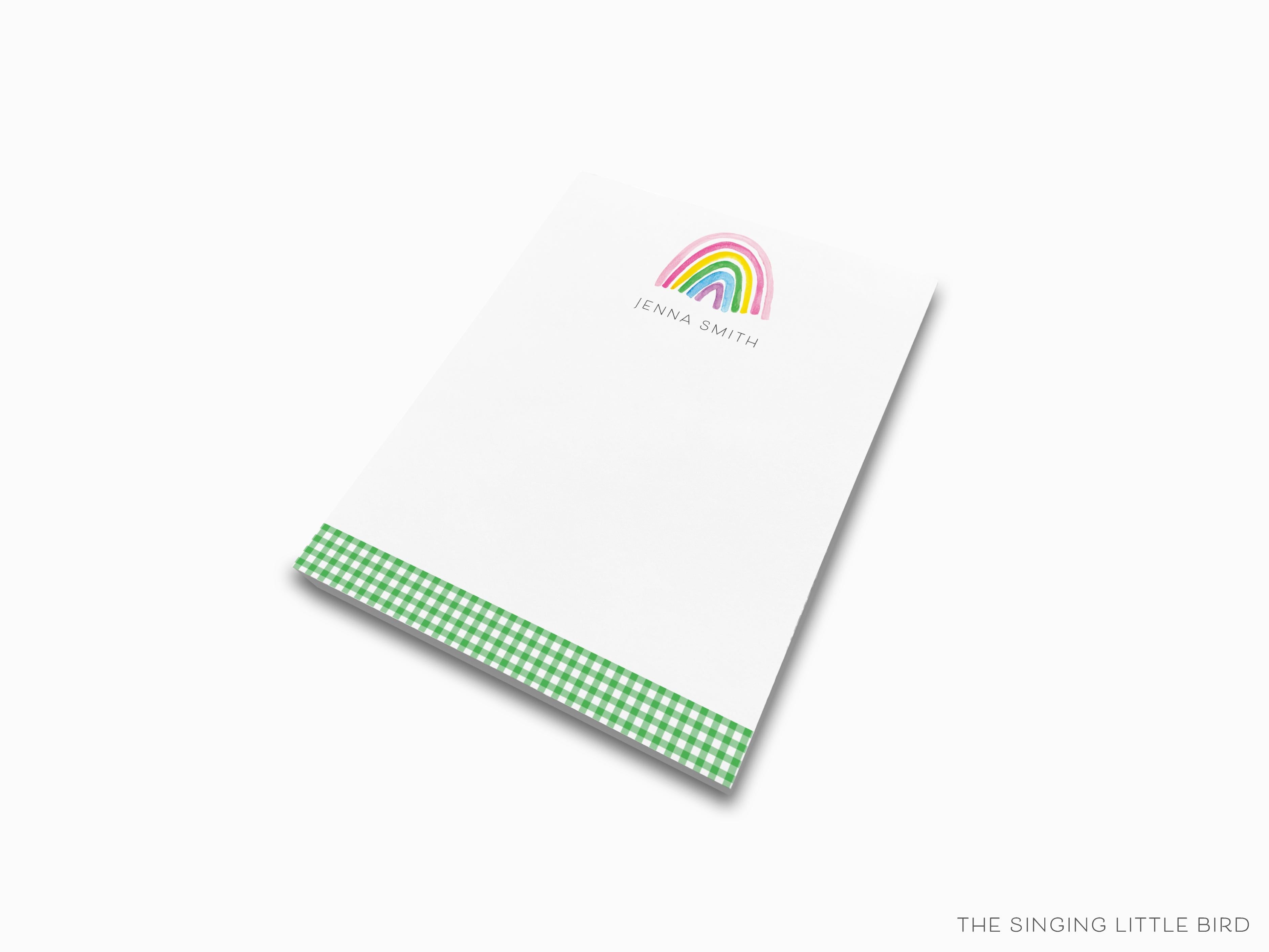 Personalized Rainbow and Unicorn Notepad-These personalized notepads feature our hand-painted watercolor rainbow and unicorn, printed in the USA on a beautiful smooth stock. You choose which size you want (or bundled together for a beautiful gift set) and makes a great gift for the checklist and magical lover in your life.-The Singing Little Bird