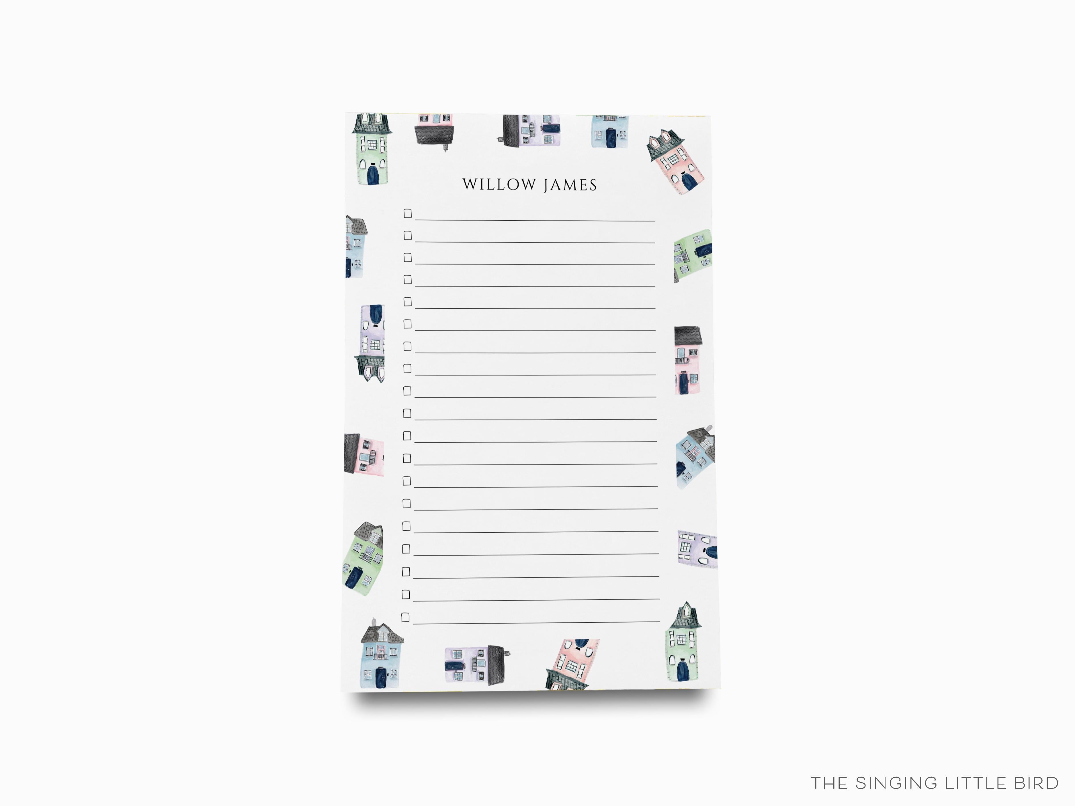 Personalized Realtor House Notepad-These personalized notepads feature our hand-painted watercolor houses, printed in the USA on a beautiful smooth stock. You choose which size you want (or bundled together for a beautiful gift set) and makes a great gift for the checklist and home lover in your life.-The Singing Little Bird