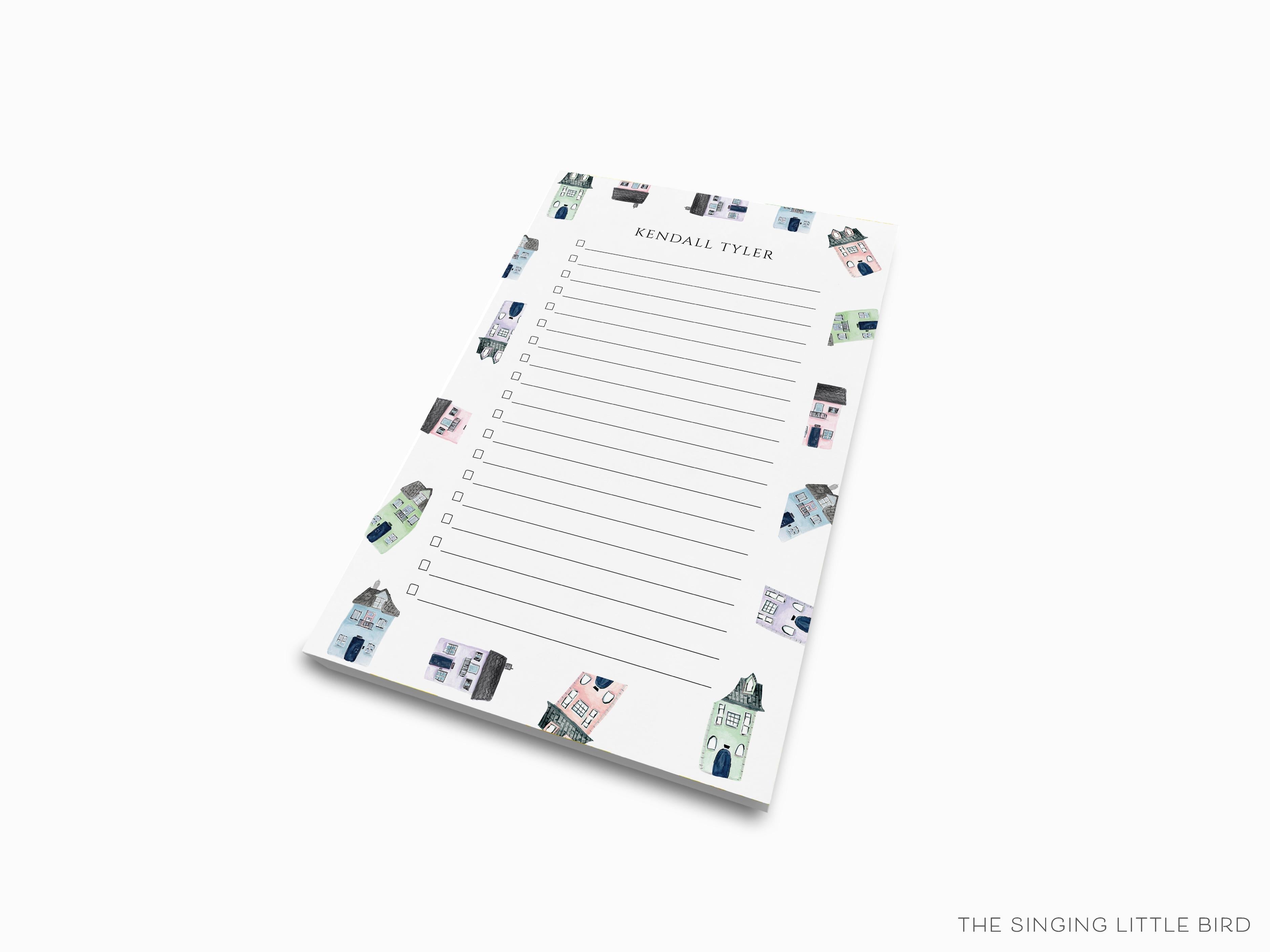 Personalized Realtor House Notepad-These personalized notepads feature our hand-painted watercolor houses, printed in the USA on a beautiful smooth stock. You choose which size you want (or bundled together for a beautiful gift set) and makes a great gift for the checklist and home lover in your life.-The Singing Little Bird