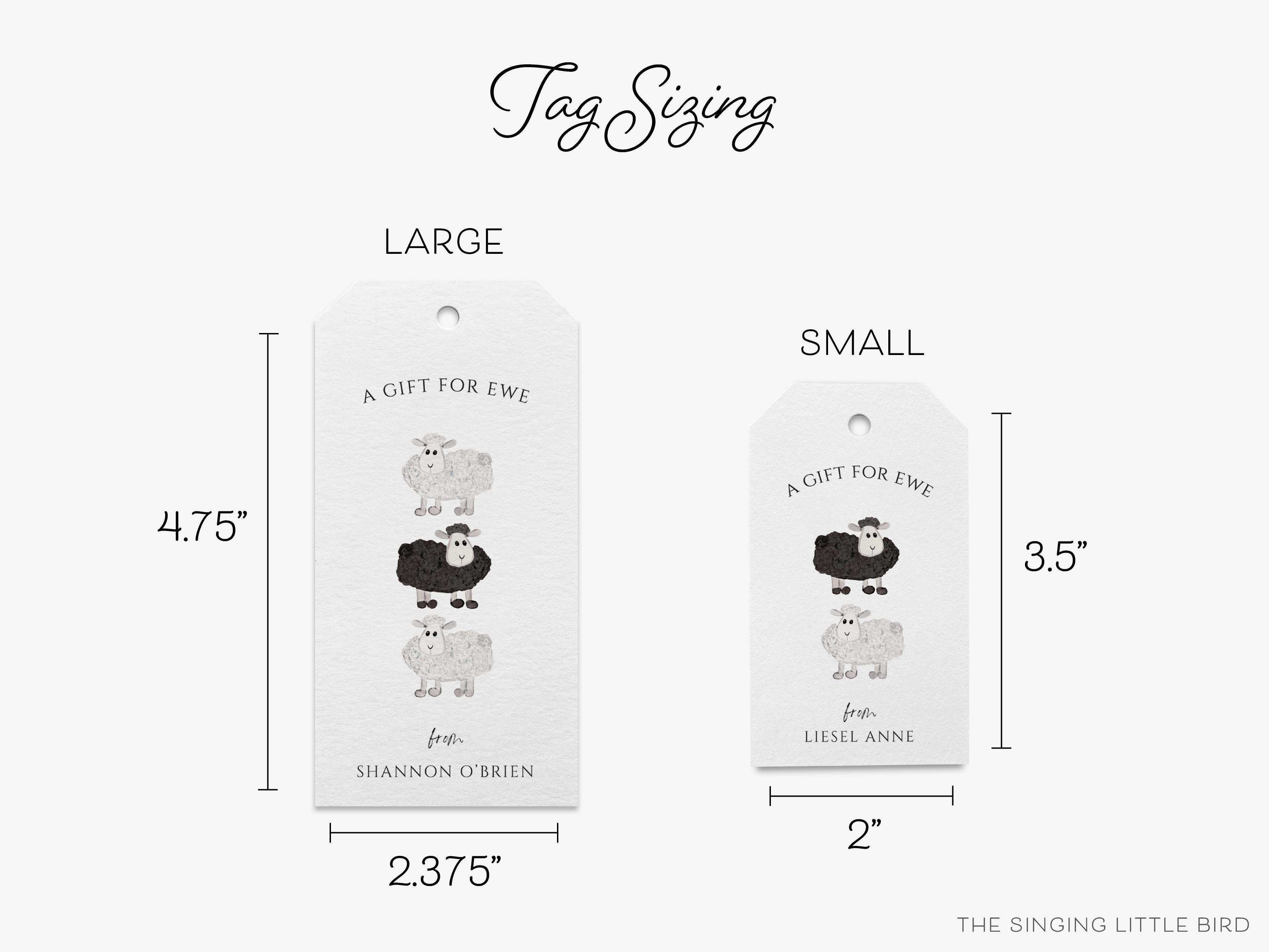 Personalized Sheep Gift Tags-These gift tags come in sets, hole-punched with white twine and feature our hand-painted watercolor sheep, printed in the USA on 120lb textured stock. They make great tags for gifting or gifts for the wool lover in your life.-The Singing Little Bird